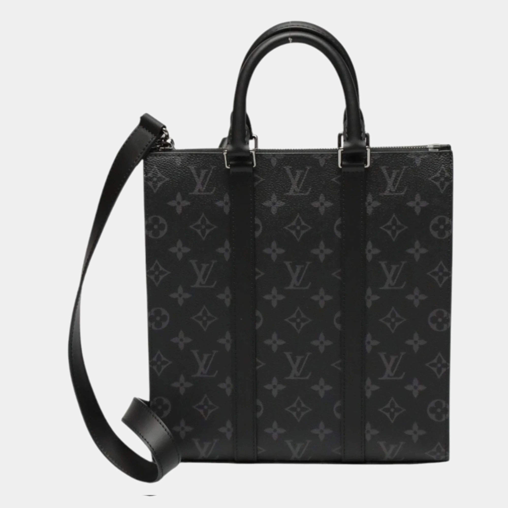 Louis Vuitton Noir Monogram Eclipse Sac Plat Tote Bag