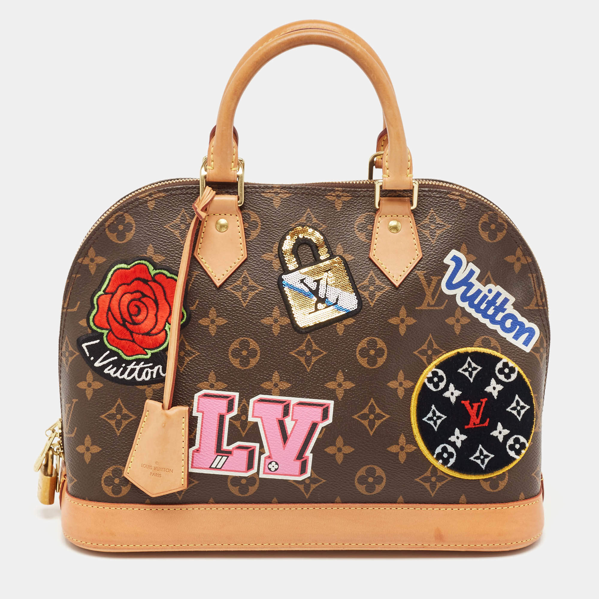 Pre Owned Louis Vuitton Monogram Canvas Patches Alma PM Bag