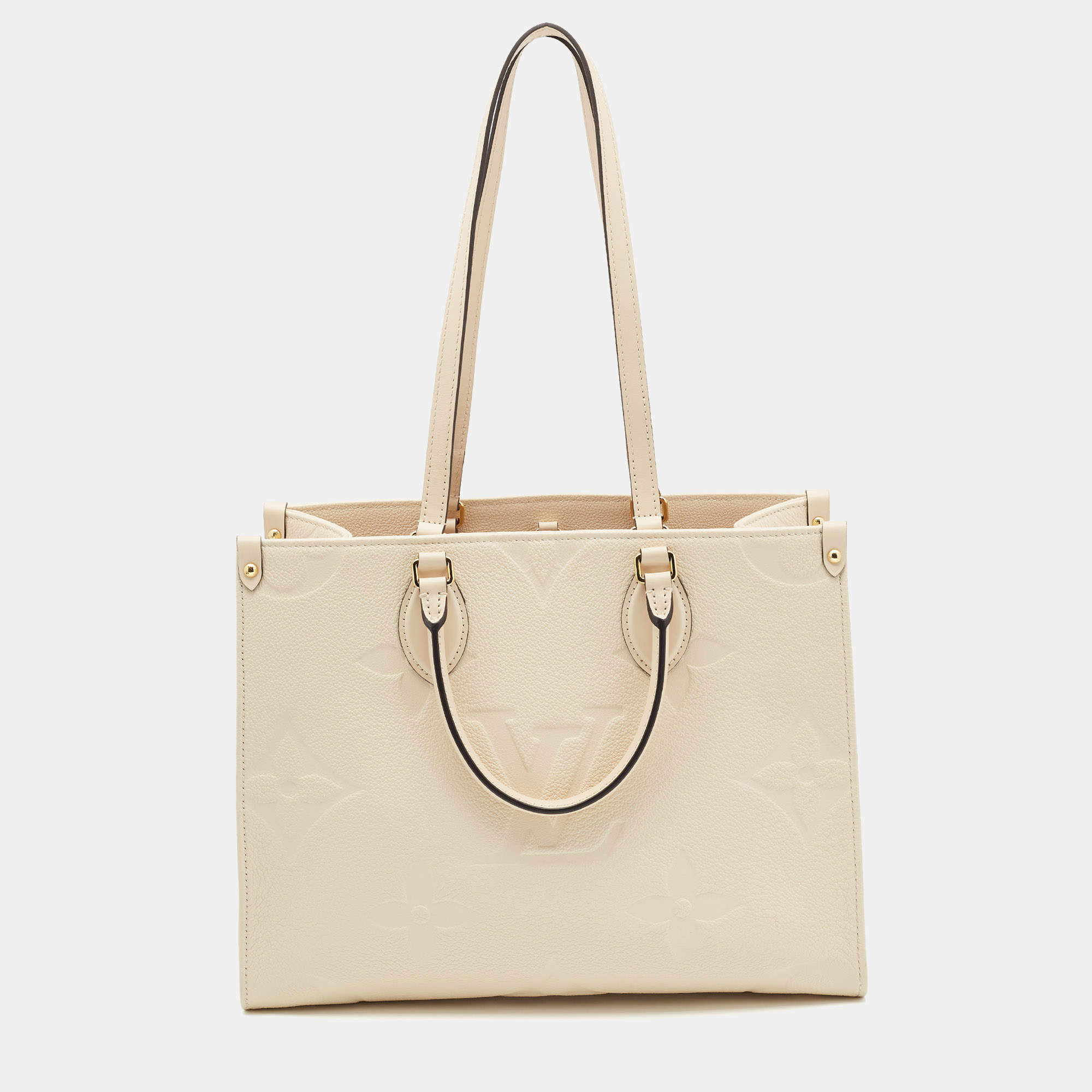 Pre Owned Louis Vuitton Cream Monogram Empriente Leather Giant Onthego MM Bag