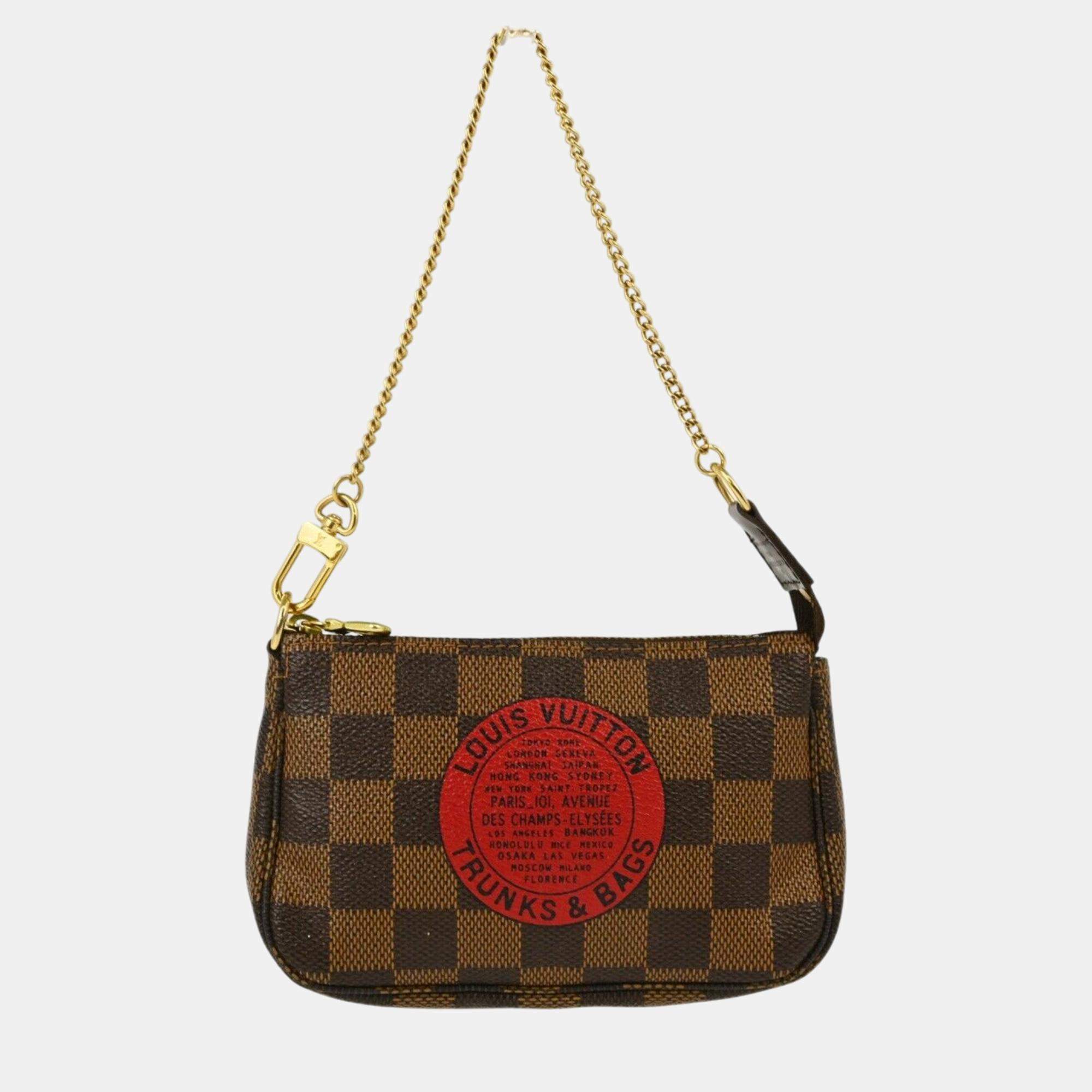 Pre Owned Louis Vuitton Brown Damier Ebene Canvas Mini Pochette Accessoires Shoulder Bag