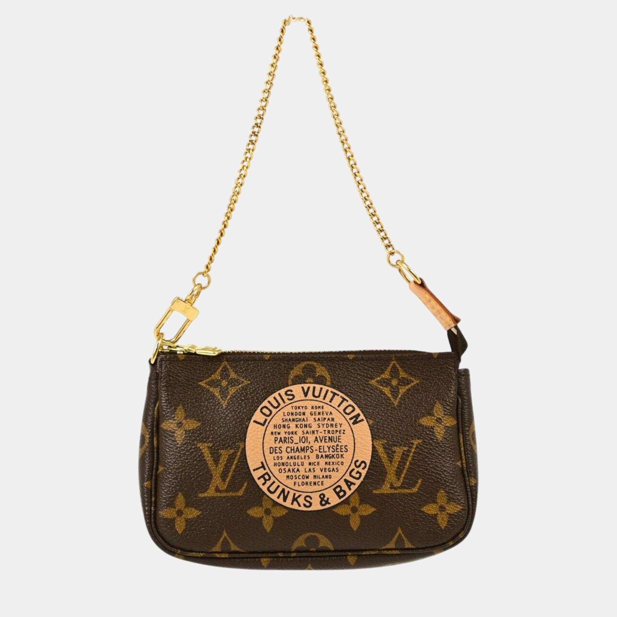 Pre Owned Louis Vuitton Brown Monogram Canvas Mini Pochette Accessoires Shoulder Bag