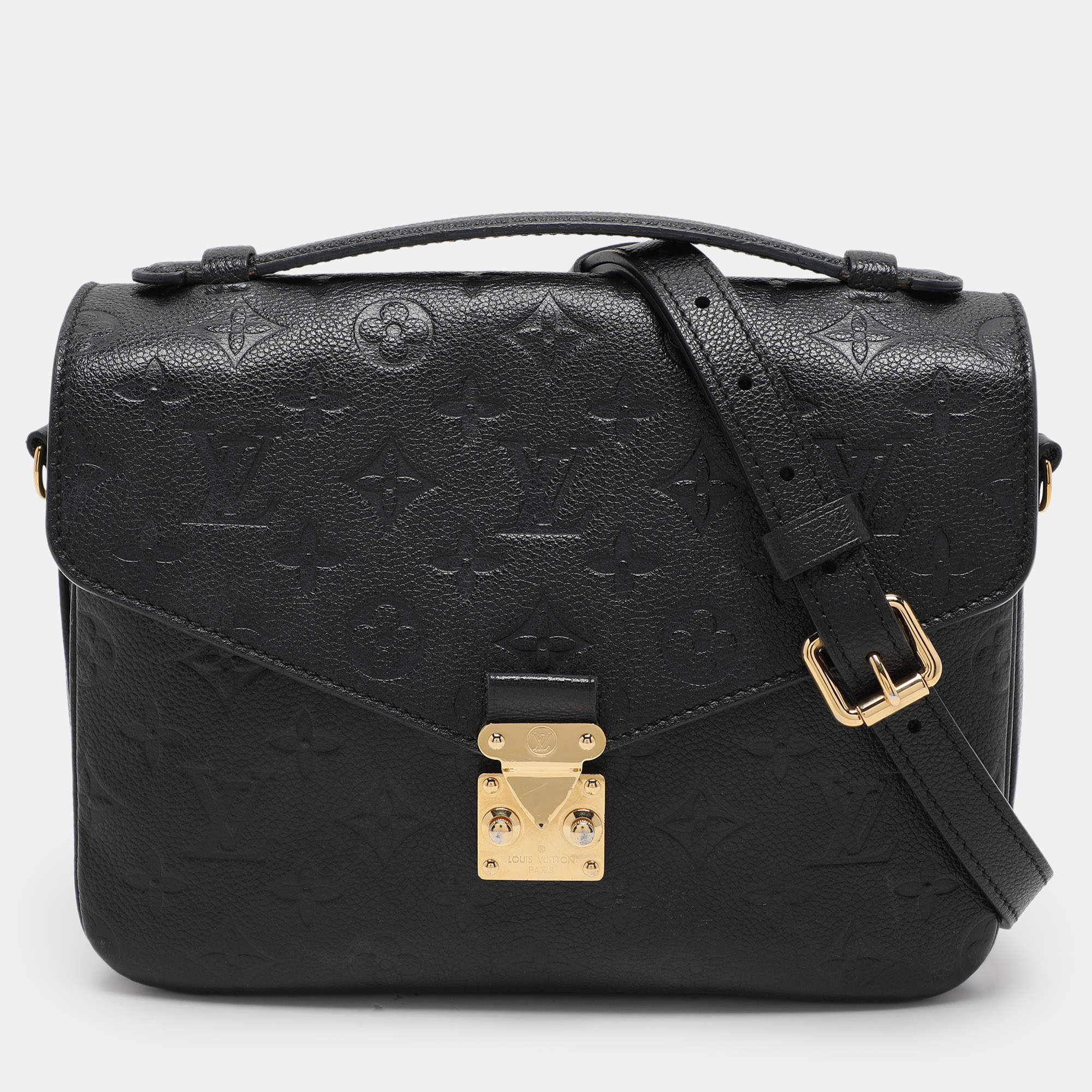 Pre Owned Louis Vuitton Black Monogram Empriente Leather Pochette Metis Bag