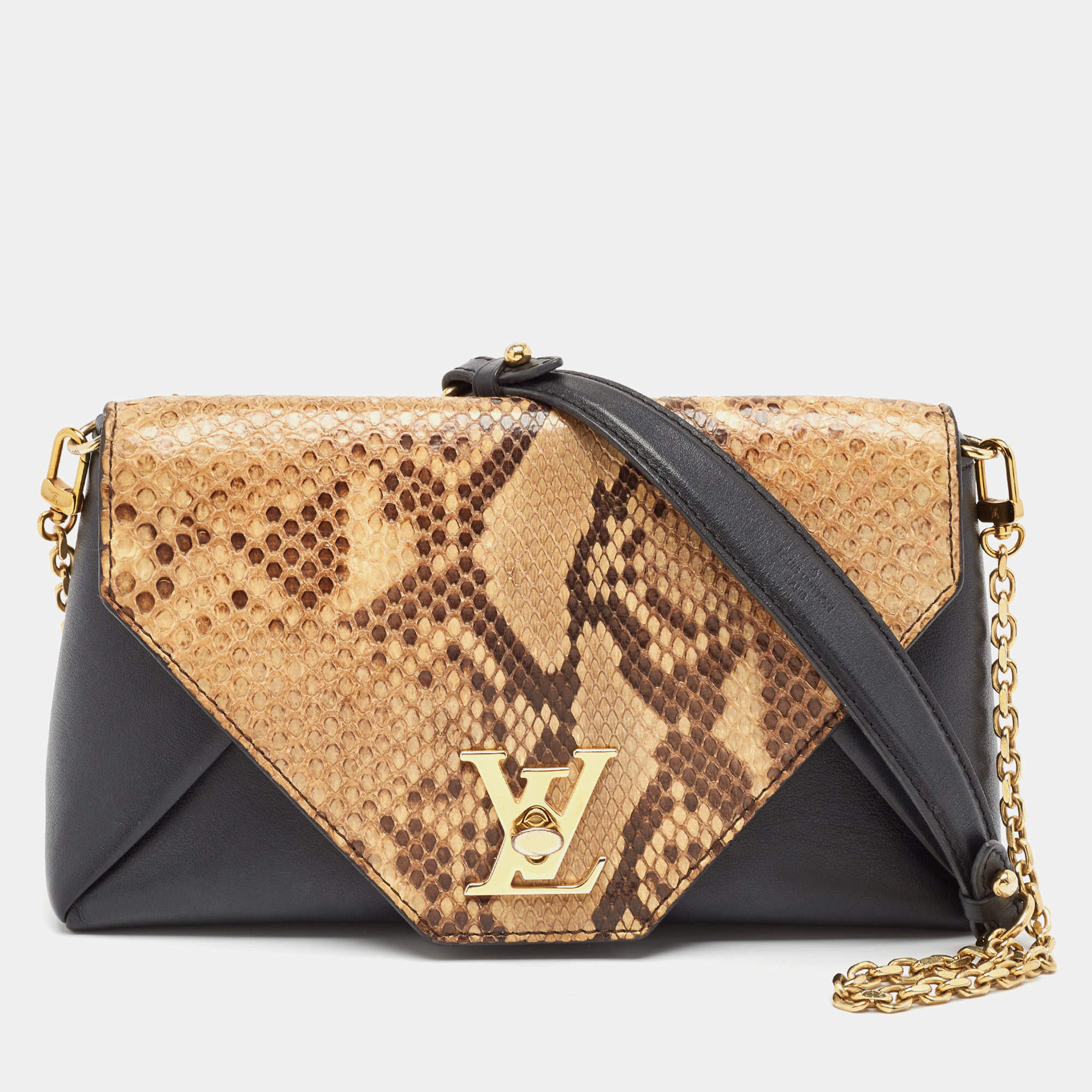 Louis Vuitton Black/Beige Python and Leather Love Note Bag