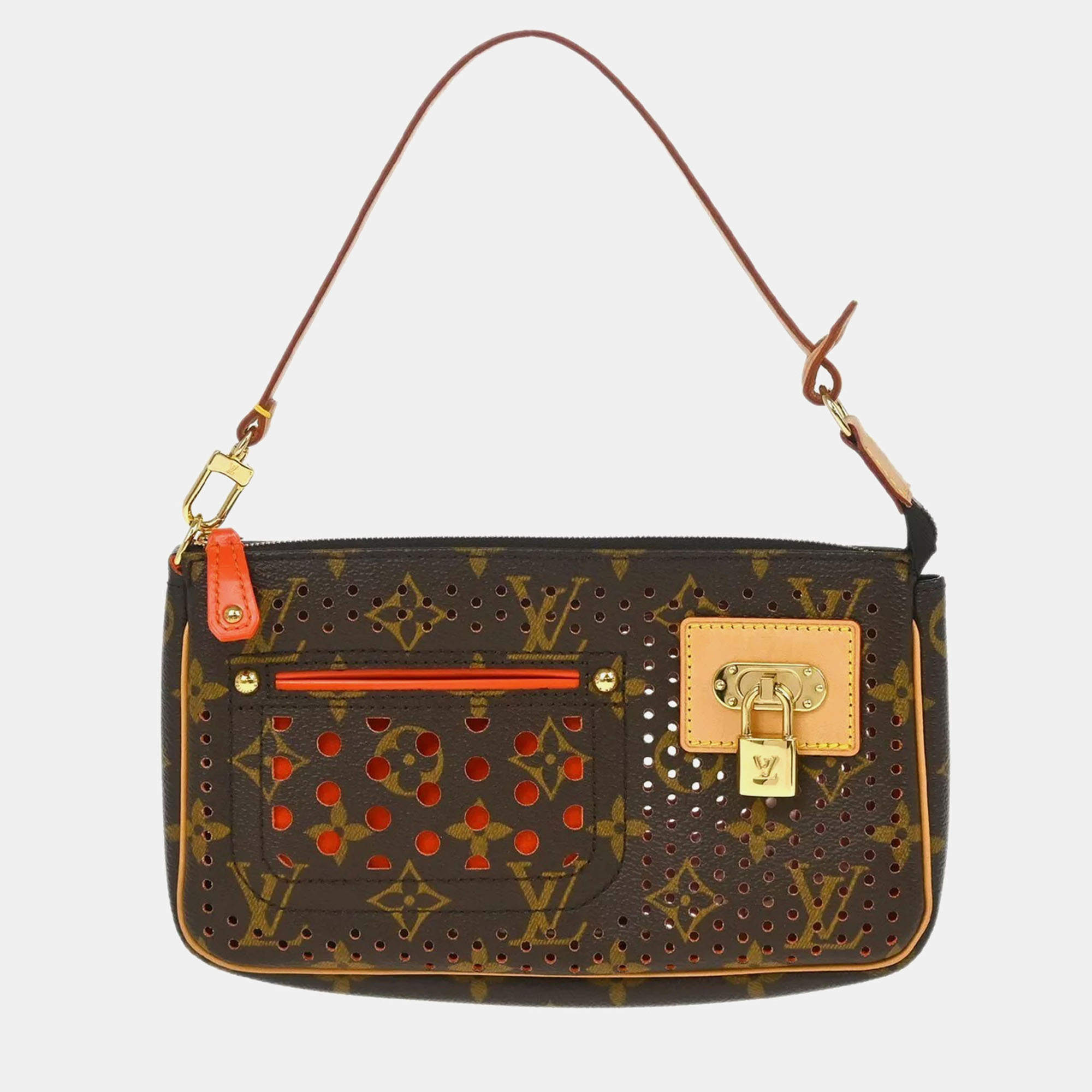 Pre Owned Louis Vuitton Brown Monogram Canvas Perforated Pochette Accessoires Handbag