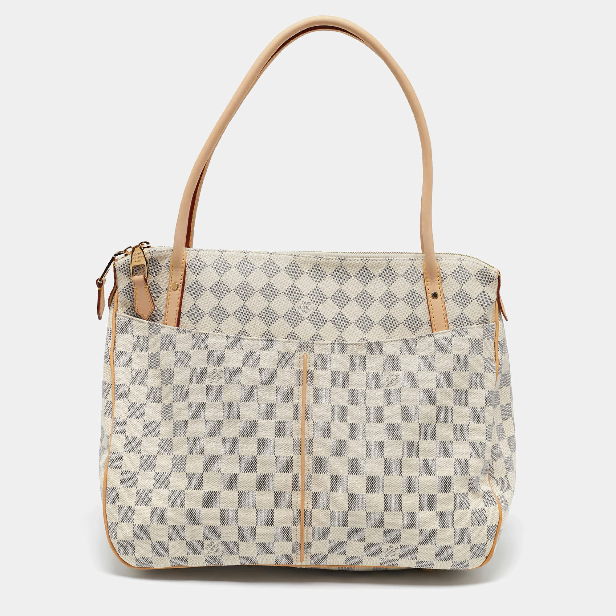 Pre Owned Louis Vuitton Damier Azur Canvas Figheri GM Bag