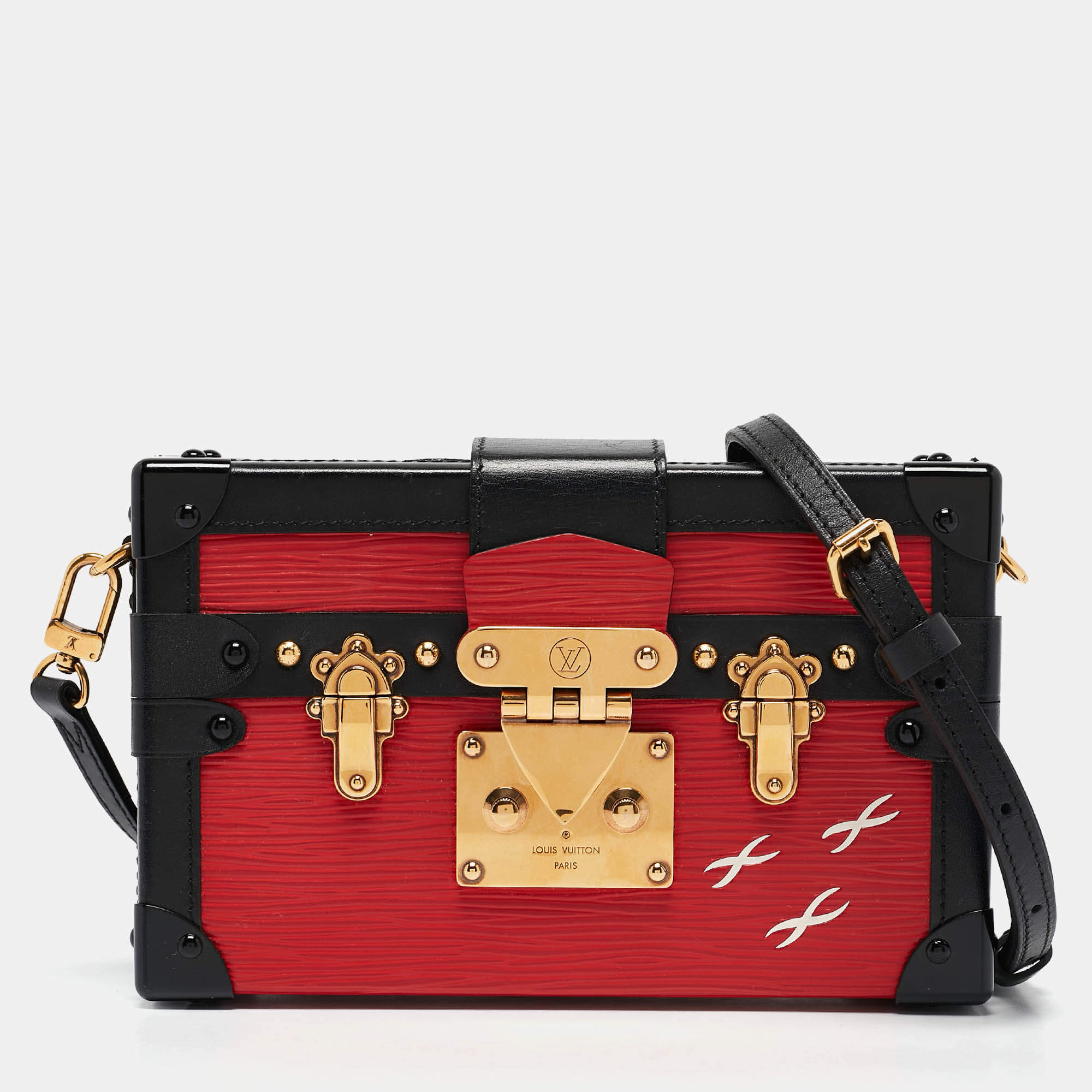 مملوكة مسبقًا Louis Vuitton Black/Red Epi Leather Petite Malle Bag