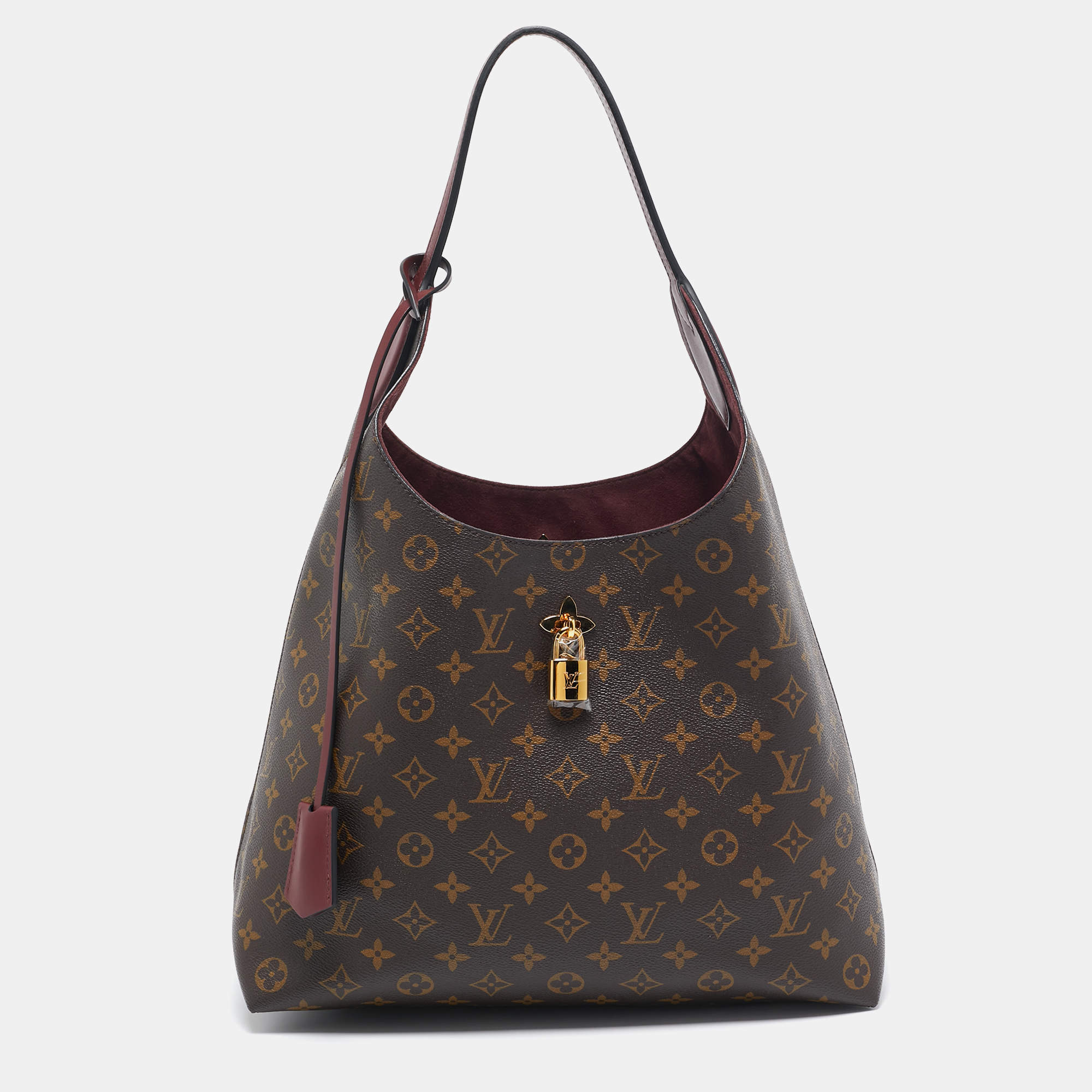 Pre Owned Louis Vuitton Bordeaux Monogram Canvas Flower Hobo Bag