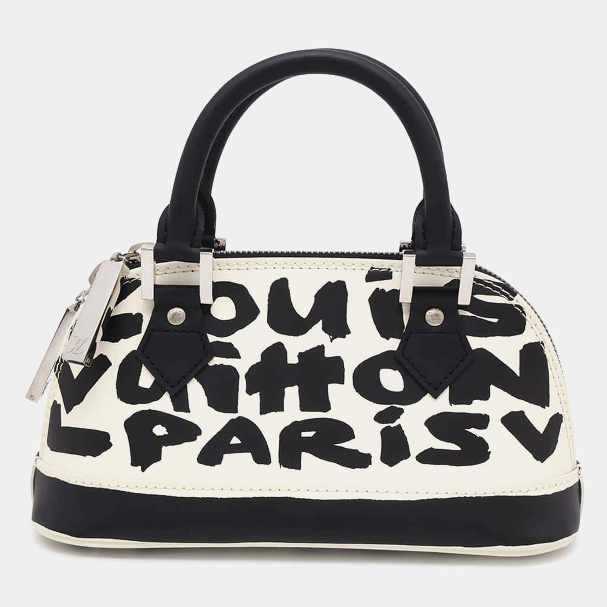 Pre Owned Louis Vuitton White/Noir Monogram Graffiti Alma PM Bag