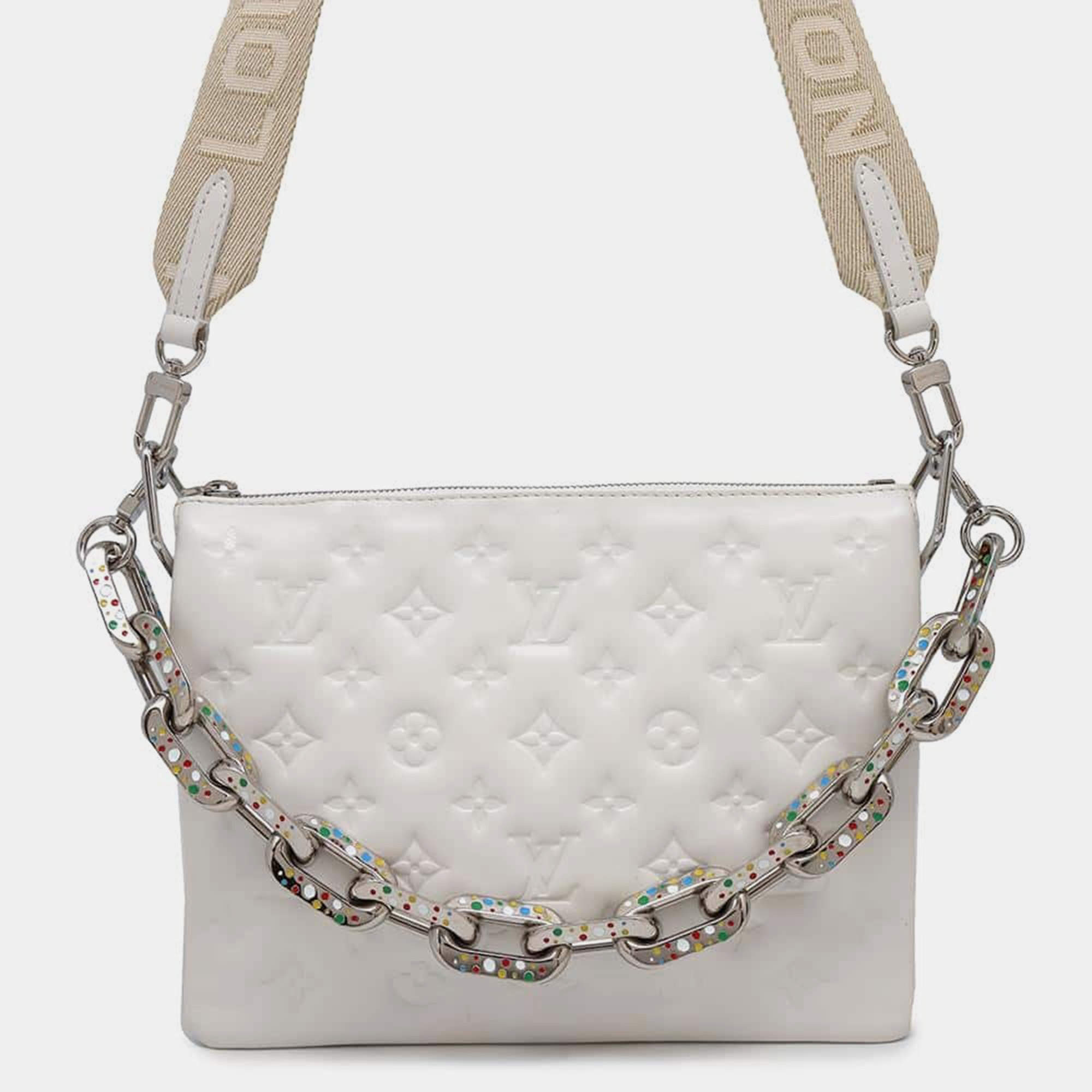 Louis Vuitton White Lambskin Coussin PM Bag