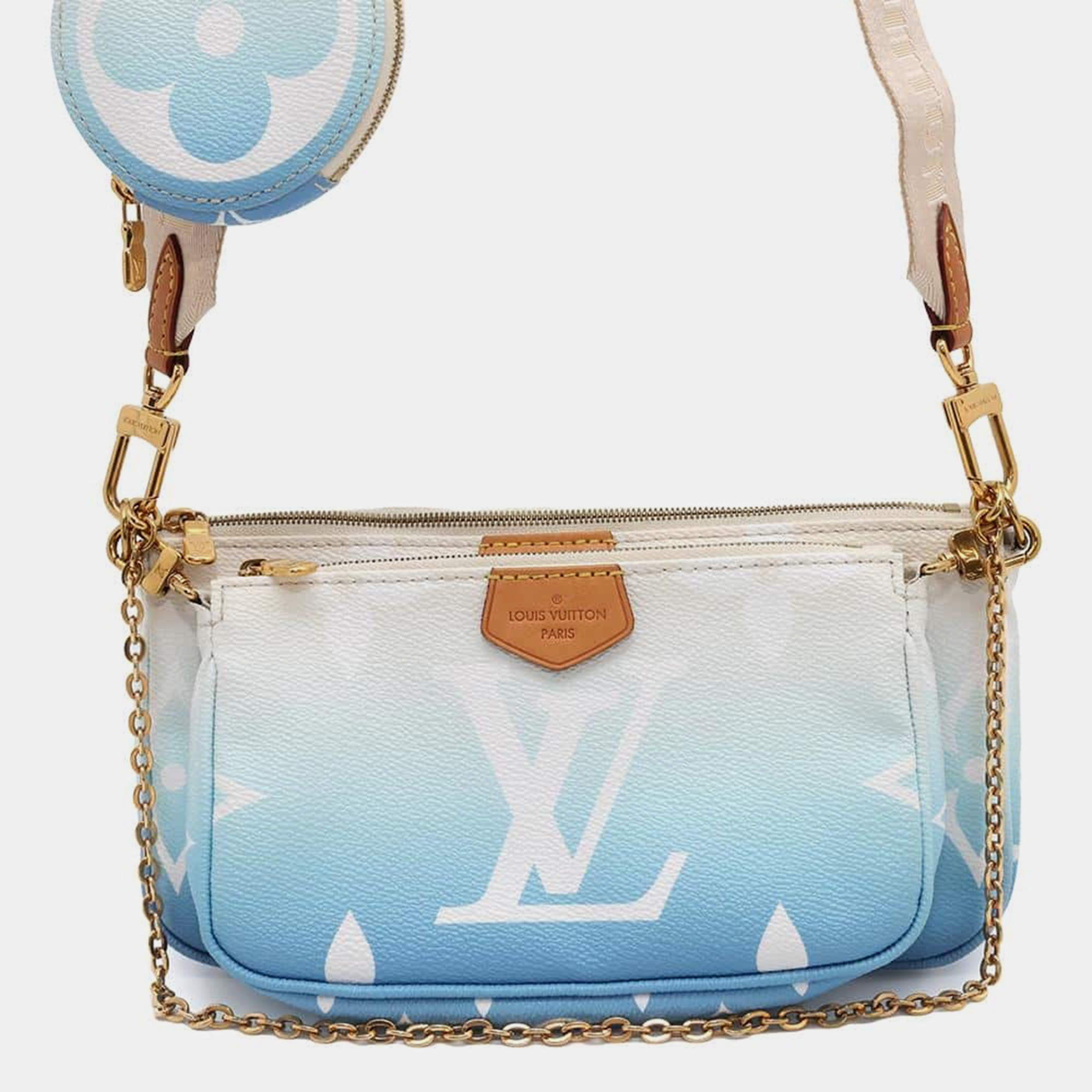 Pre Owned Louis Vuitton Blue Monogram Giant By The Pool Collection Multi Pochette Accessoires Bag