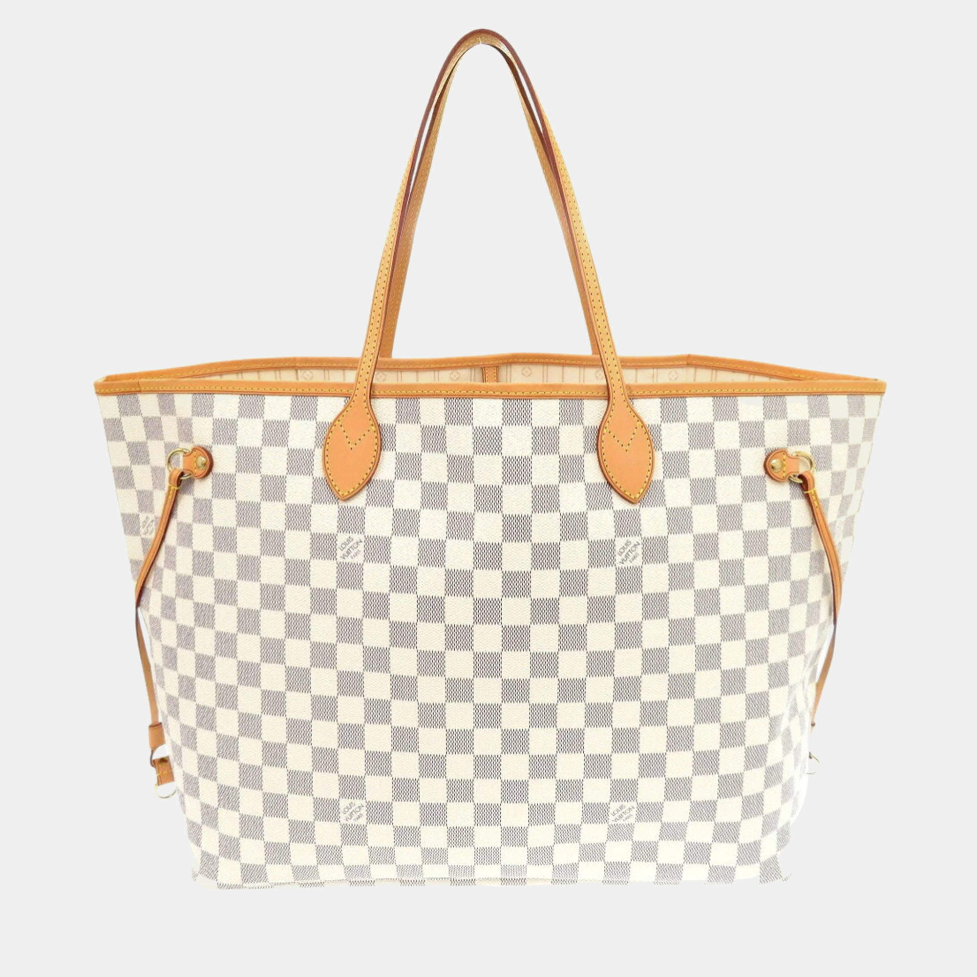 Pre Owned Louis Vuitton White Damier Azur Canvas Neverfull GM Tote Bag