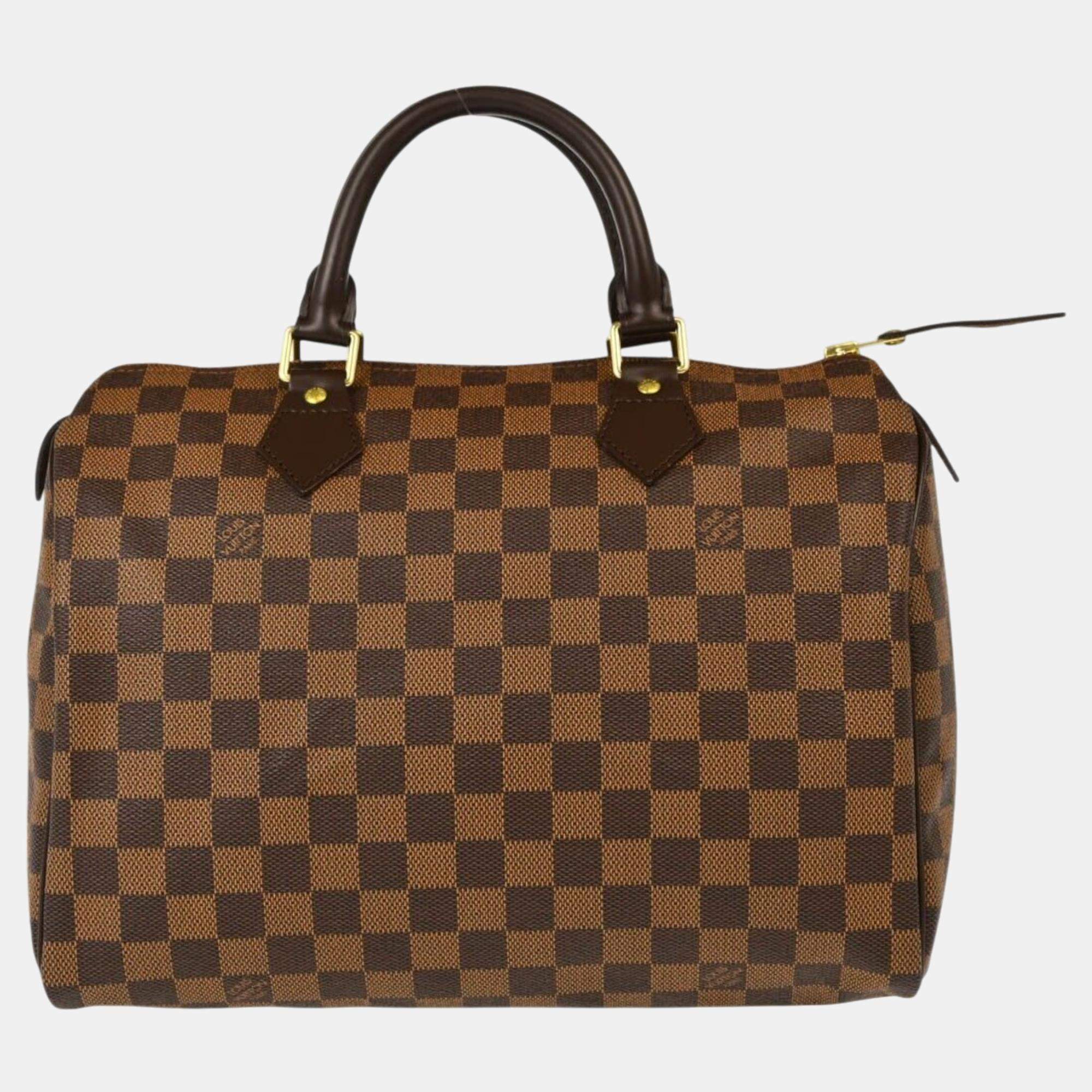 Pre Owned Louis Vuitton Brown Damier Ebene Canvas Speedy 30 Handbag