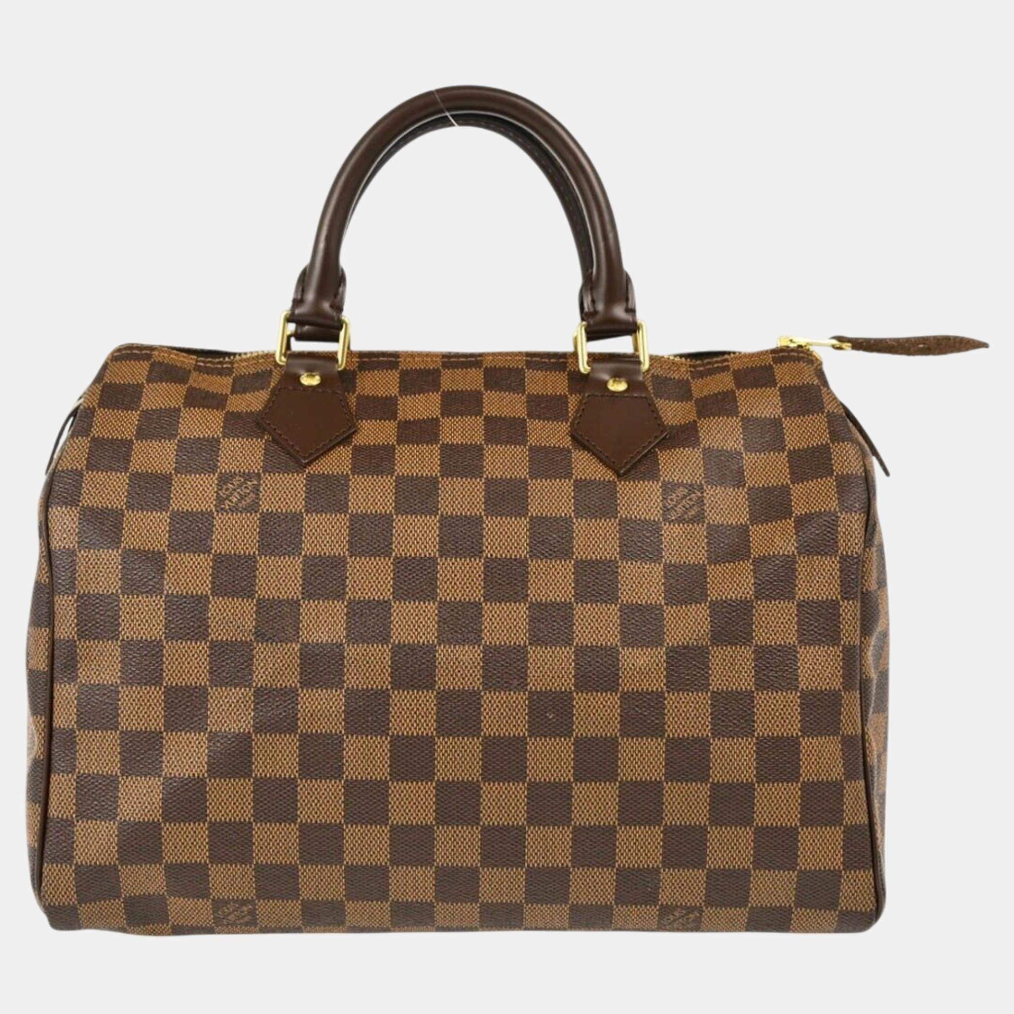 Pre Owned Louis Vuitton Brown Damier Ebene Canvas Speedy 30 Handbag