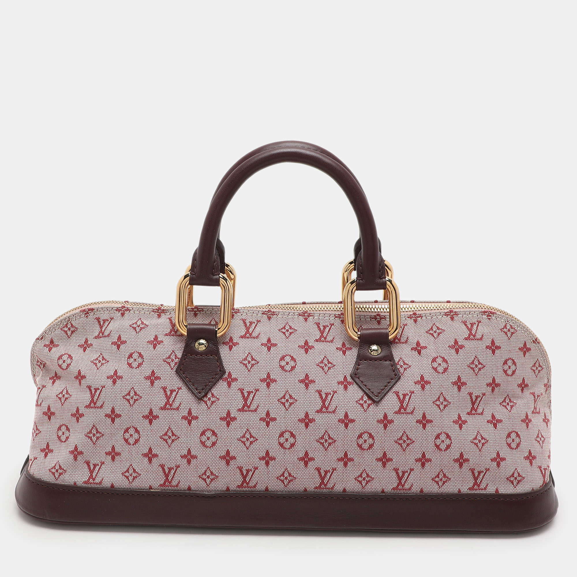 Pre Owned Louis Vuitton Cherry Monogram Mini Lin Canvas Horizontal Alma Bag