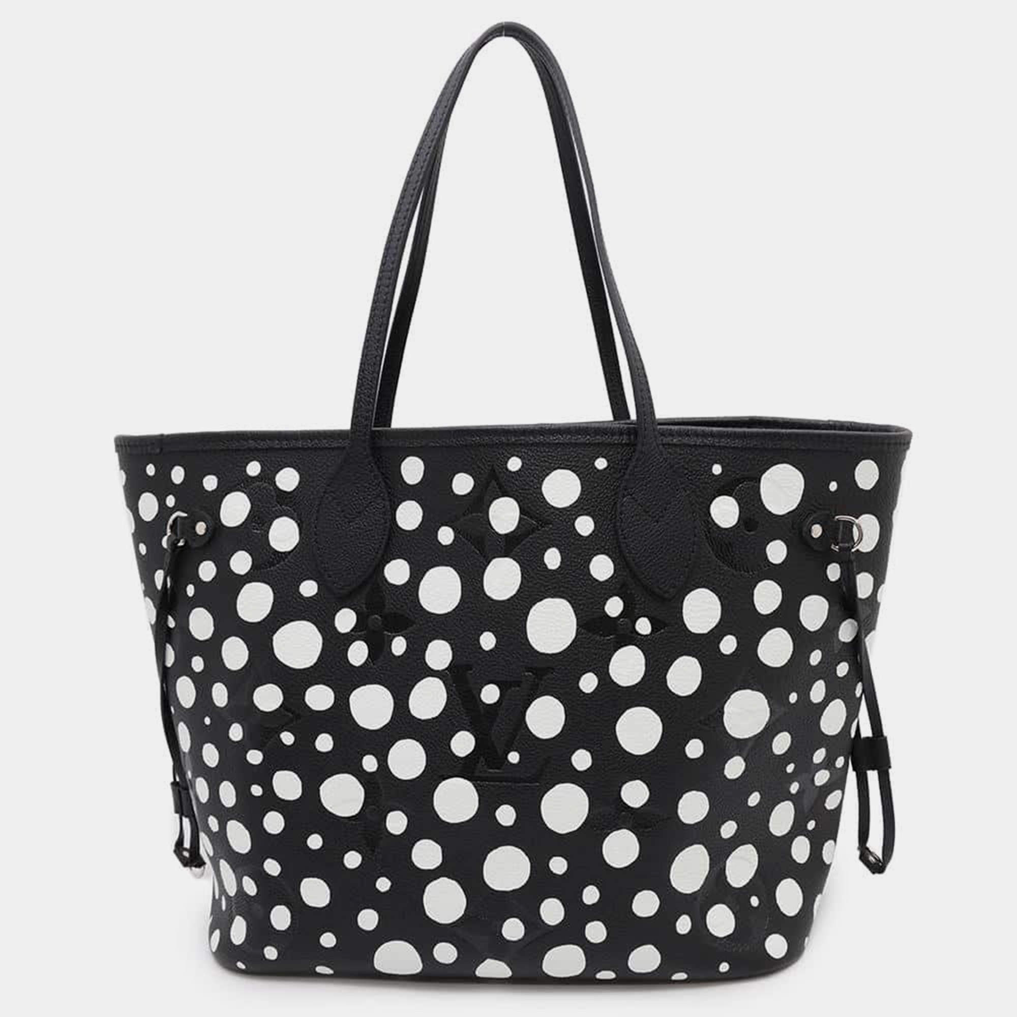 Louis Vuitton Noir/Blanc Monogram Empreinte Leather Infinity Dot Neverfull MM Tote Bag
