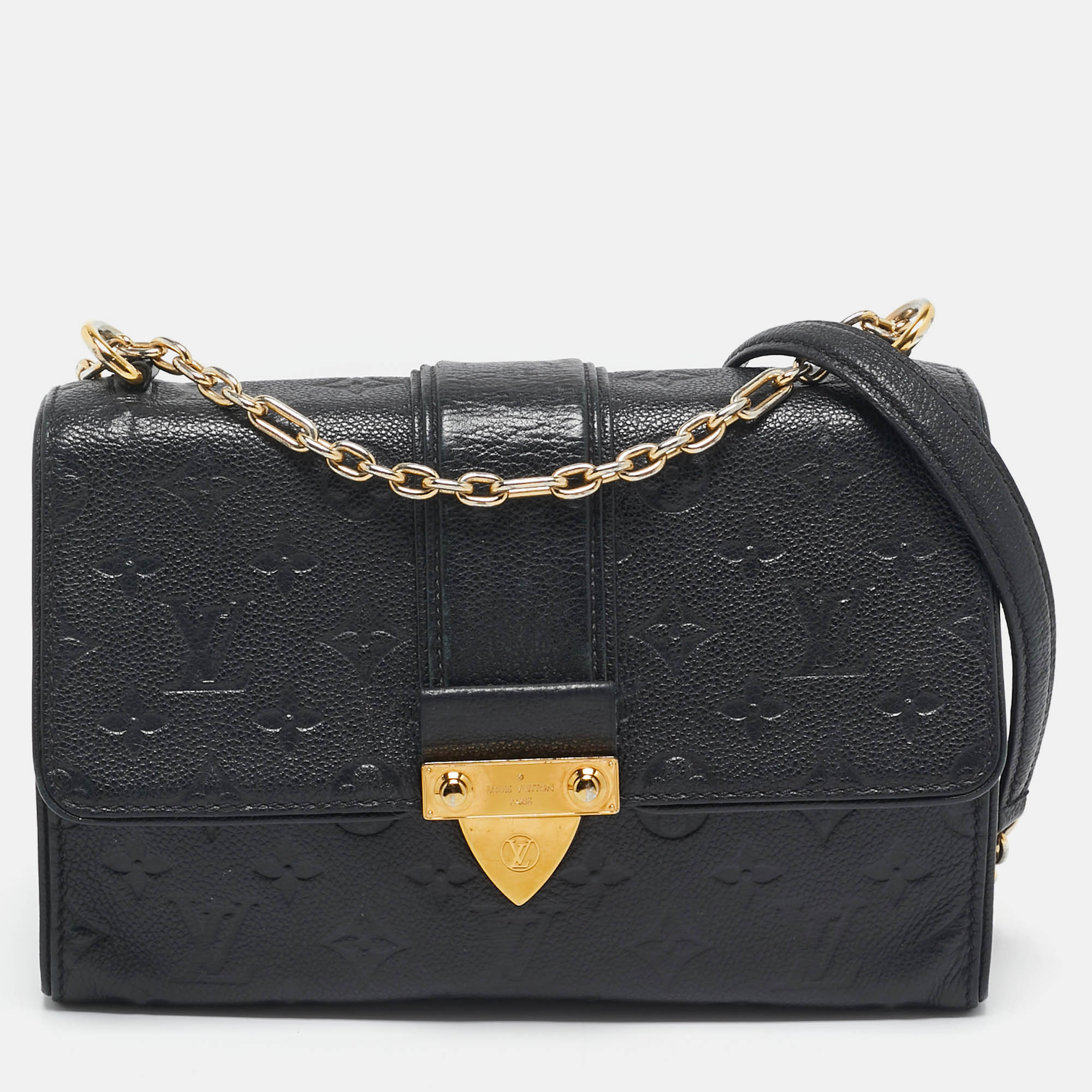 Pre Owned Louis Vuitton Black Monogram Empreinte Leather Saint Sulpice PM Bag