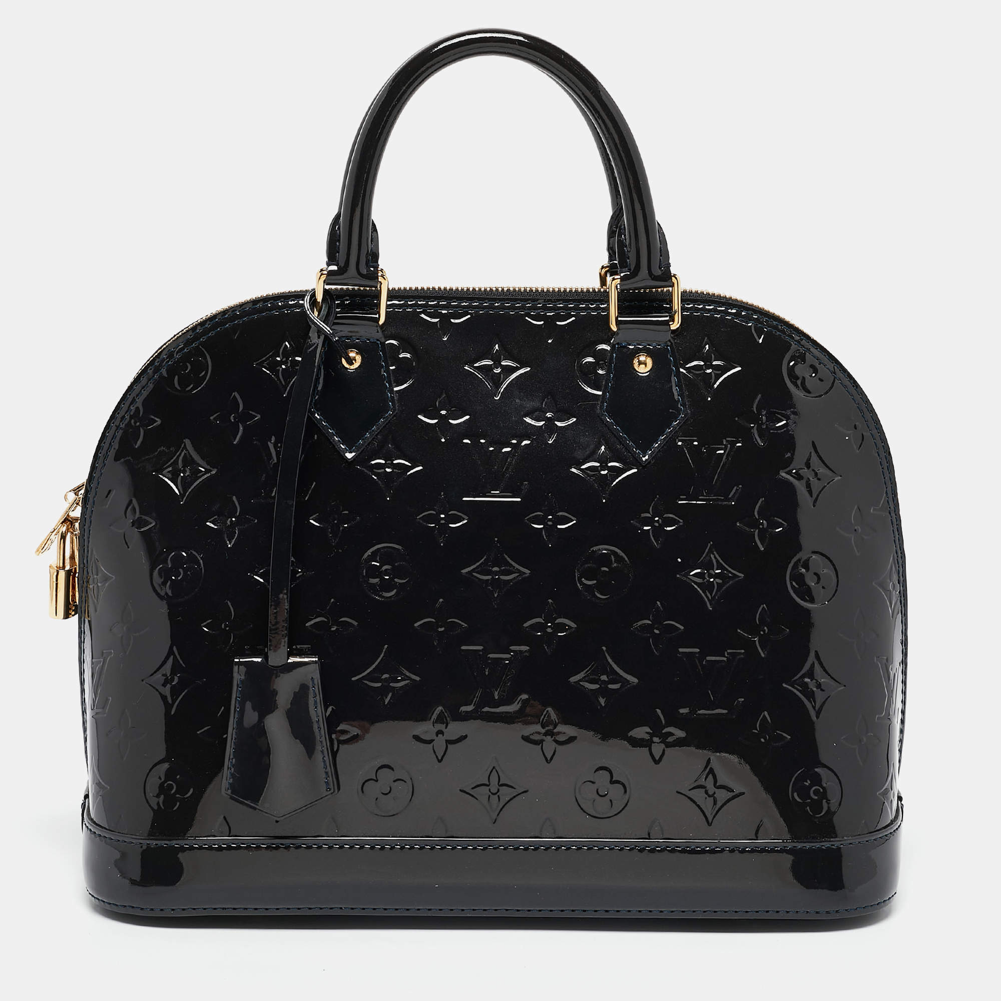 Pre Owned Louis Vuitton Bleu Infini Monogram Vernis Alma PM Bag with Wallet