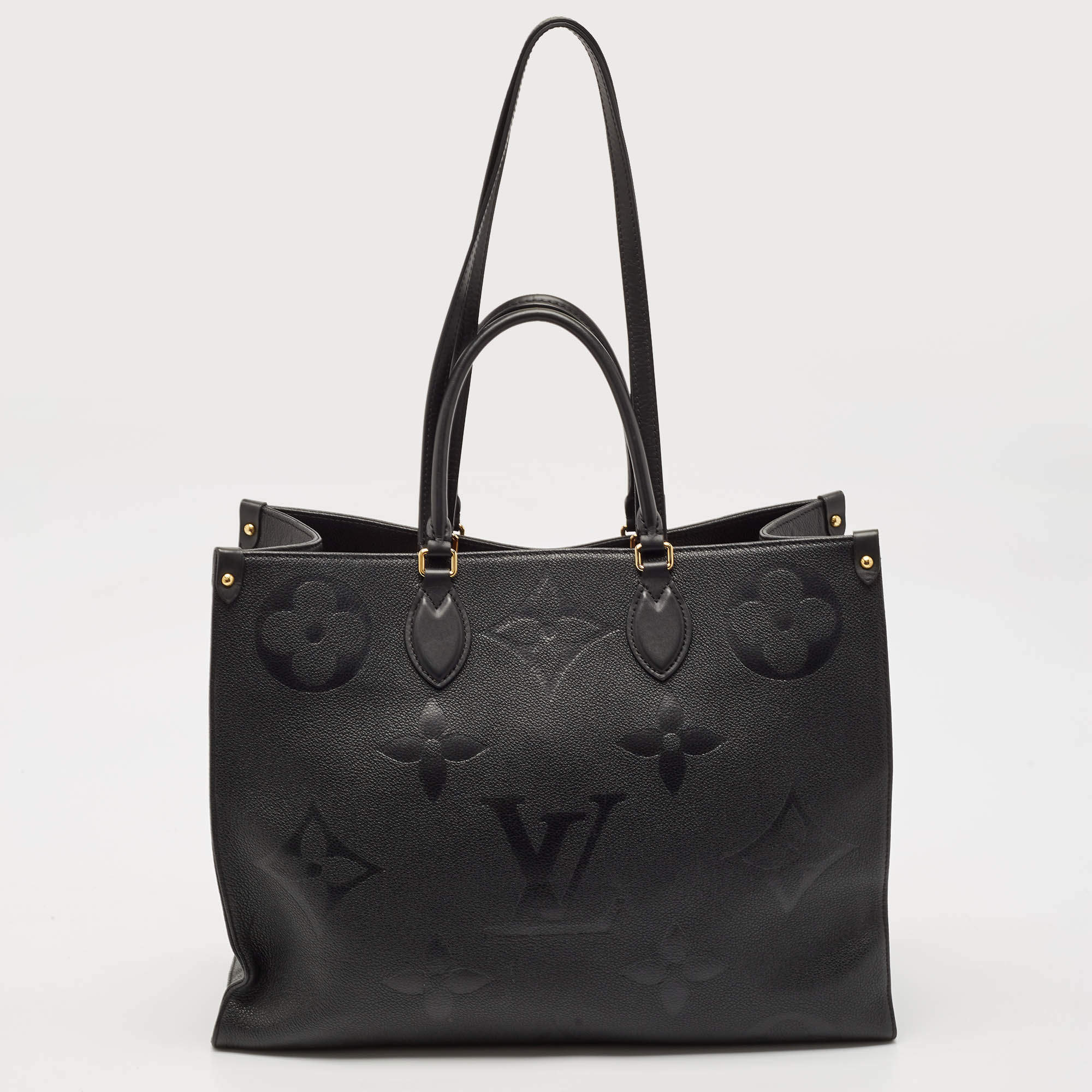 Pre Owned Louis Vuitton Black Monogram Empreinte Leather On The Go GM Bag