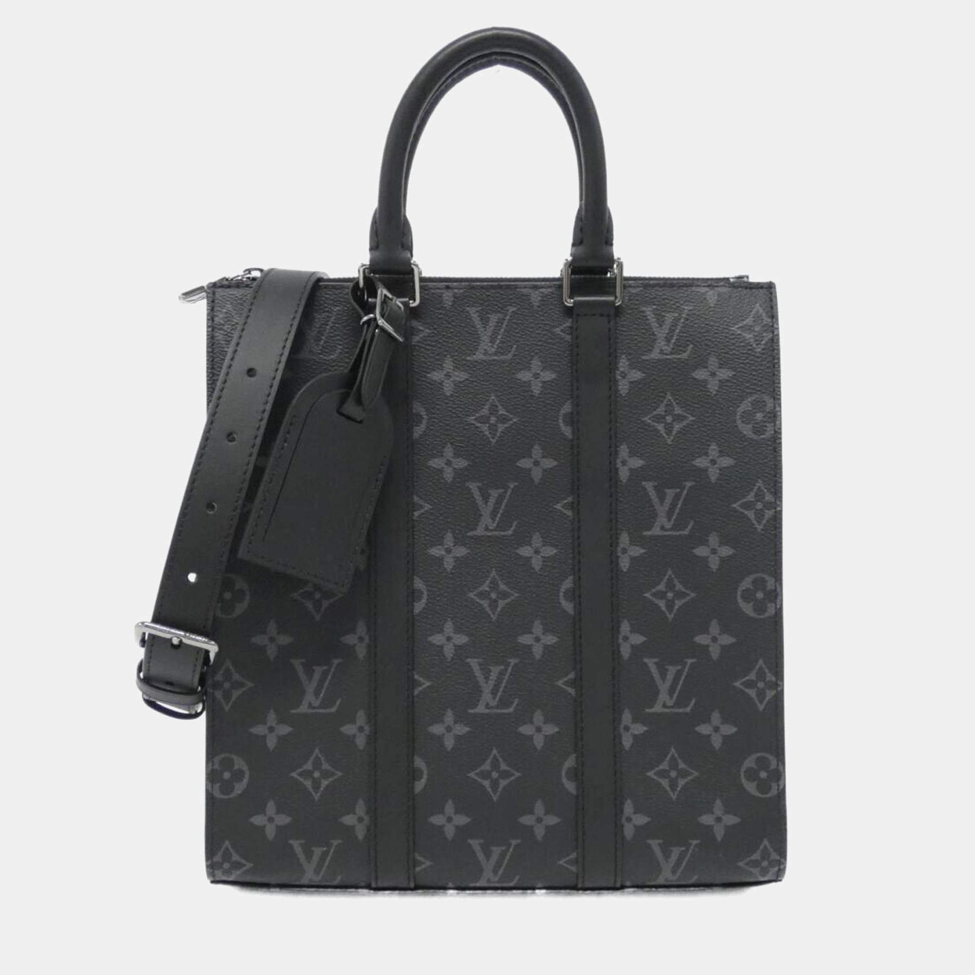 Pre Owned Louis Vuitton Monogram Eclipse Canvas Sac Plat Tote Bag