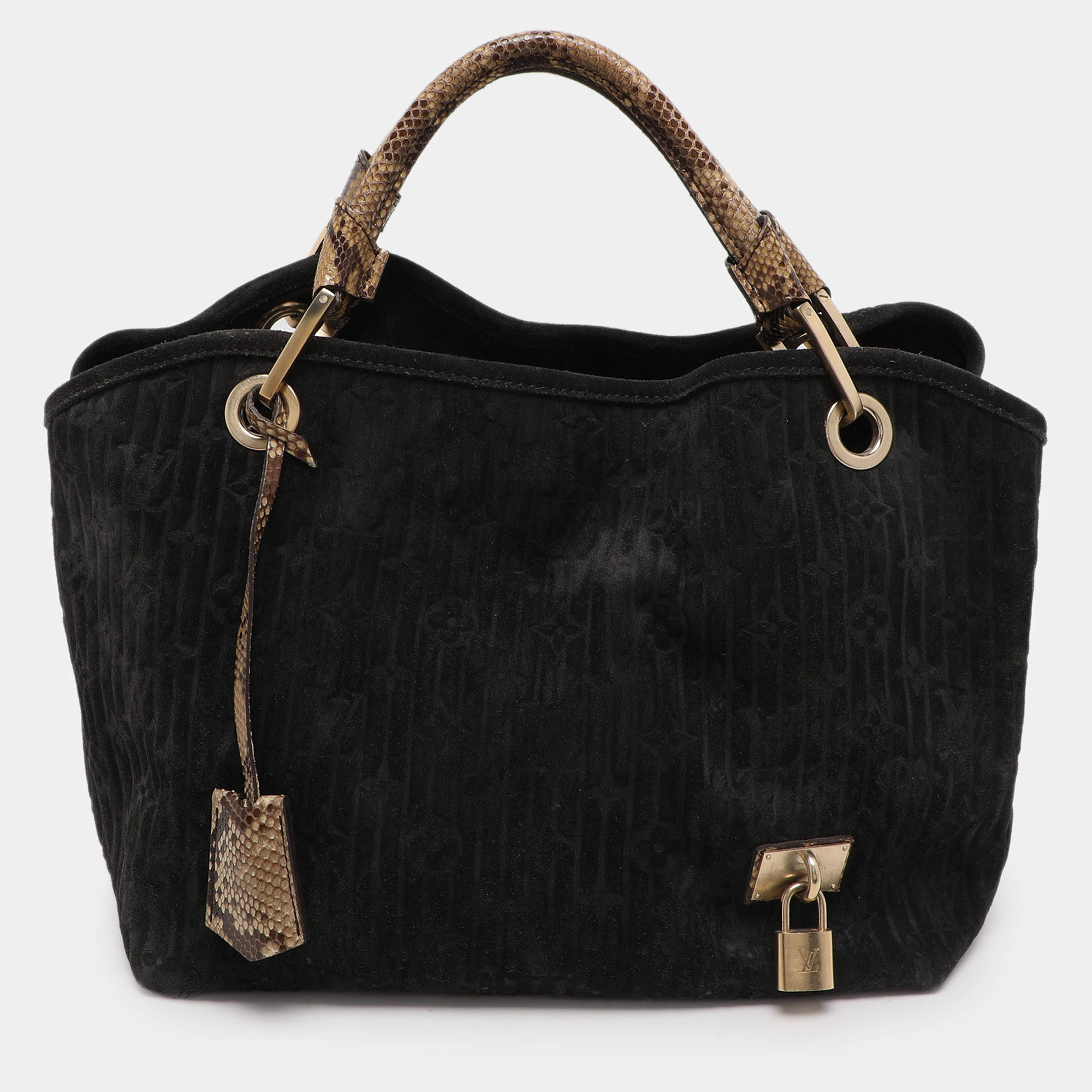 Louis Vuitton Black Monogram Embossed Suede Limited Edition Whisper PM Bag