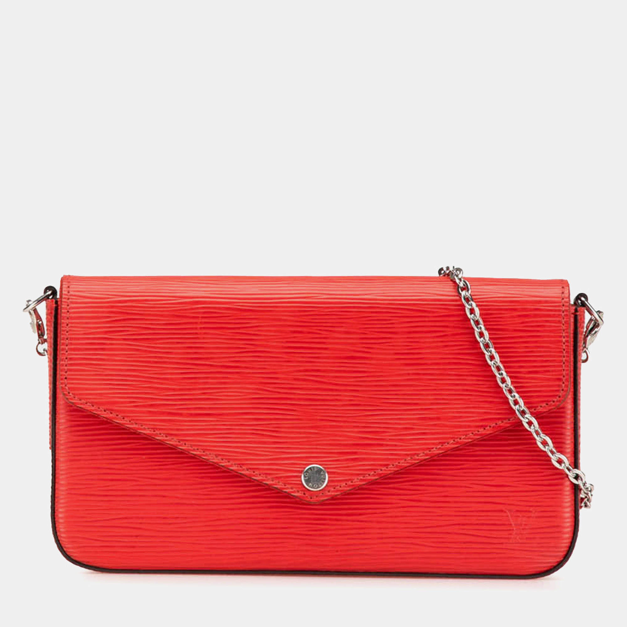  Louis Vuitton Red Epi Pochette Felicie Bag