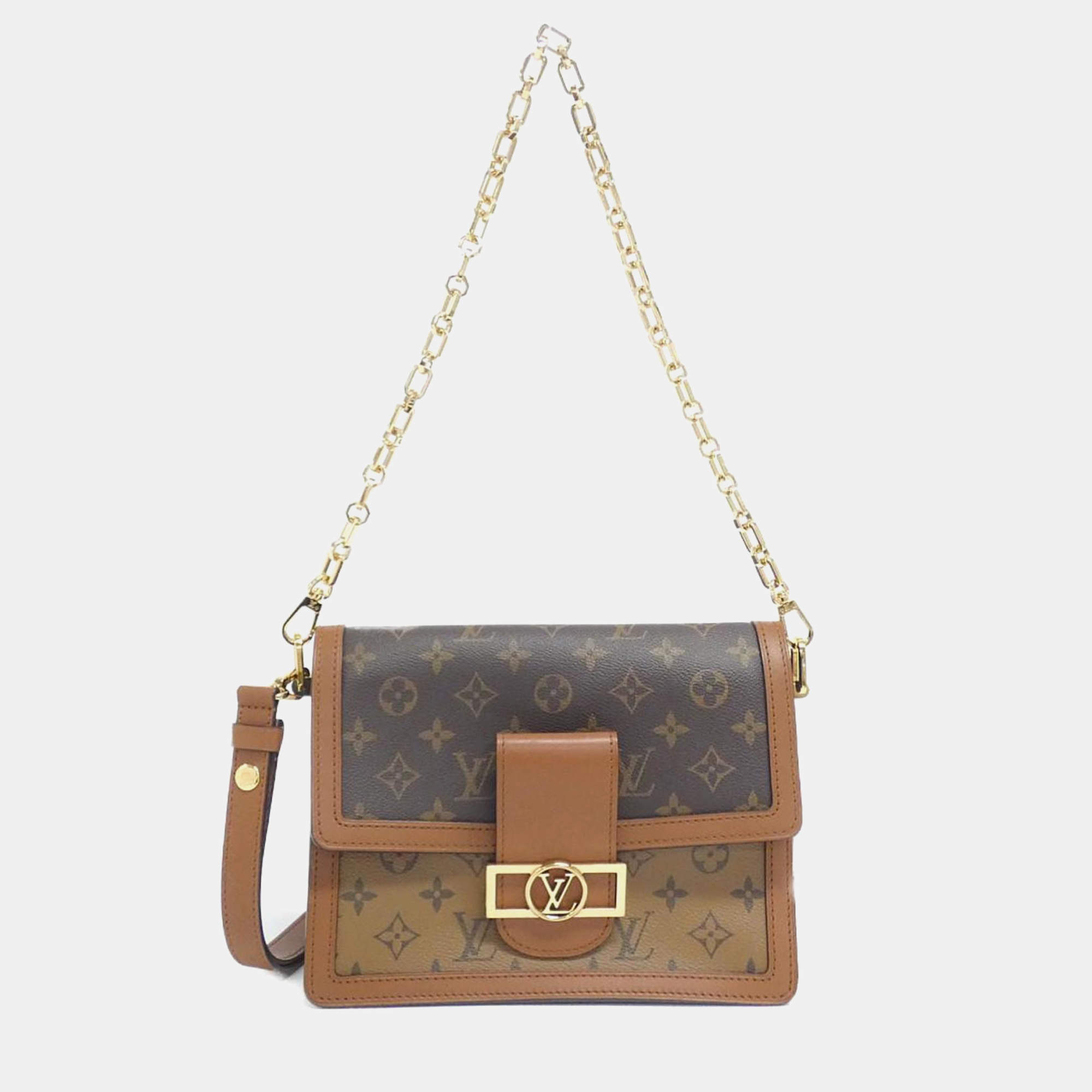 Louis Vuitton Brown Monogram Reverse Canvas Dauphine MM Shoulder Bag