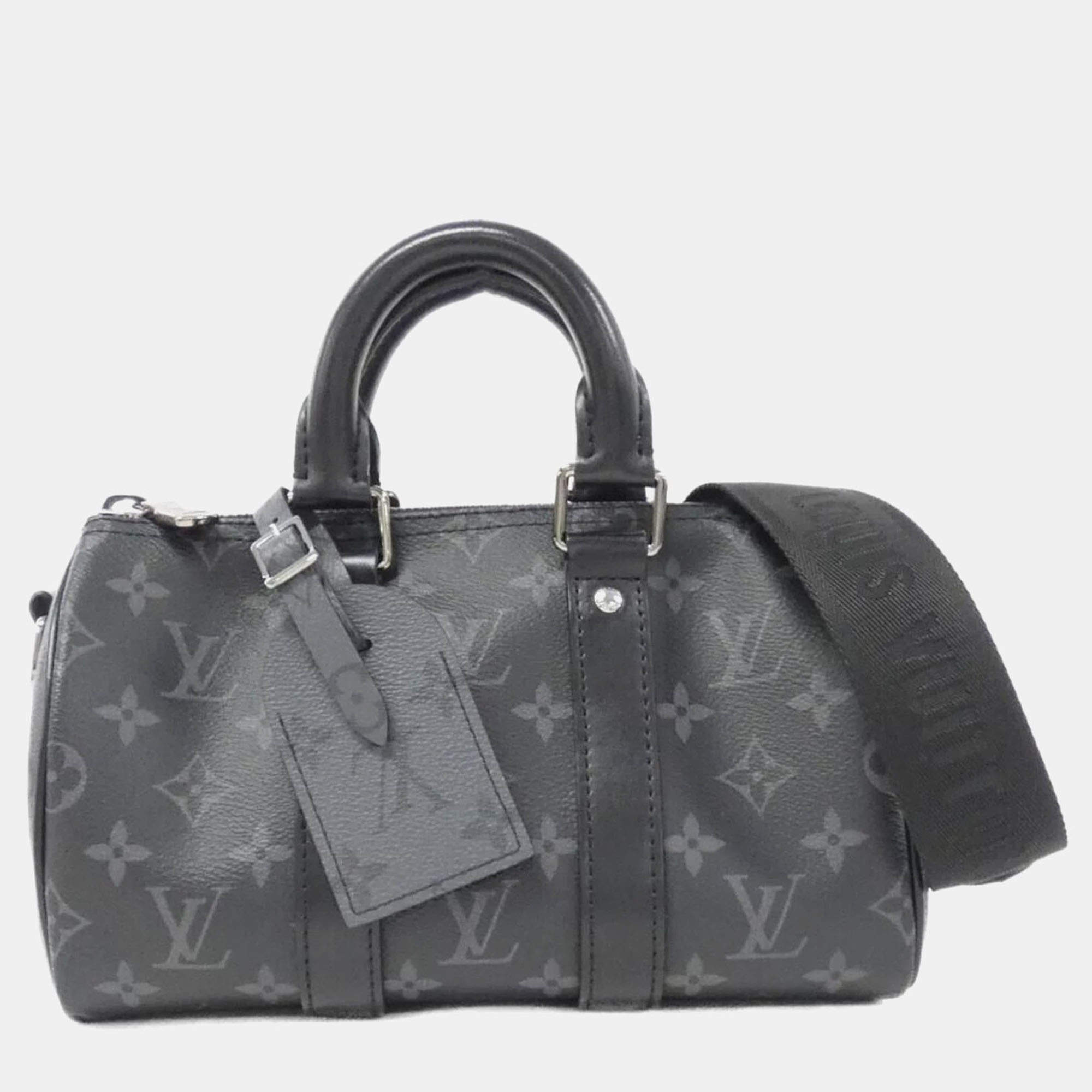 Louis Vuitton Monogram Eclipse Reverse Keepall Bandouliere 25 Boston Bag