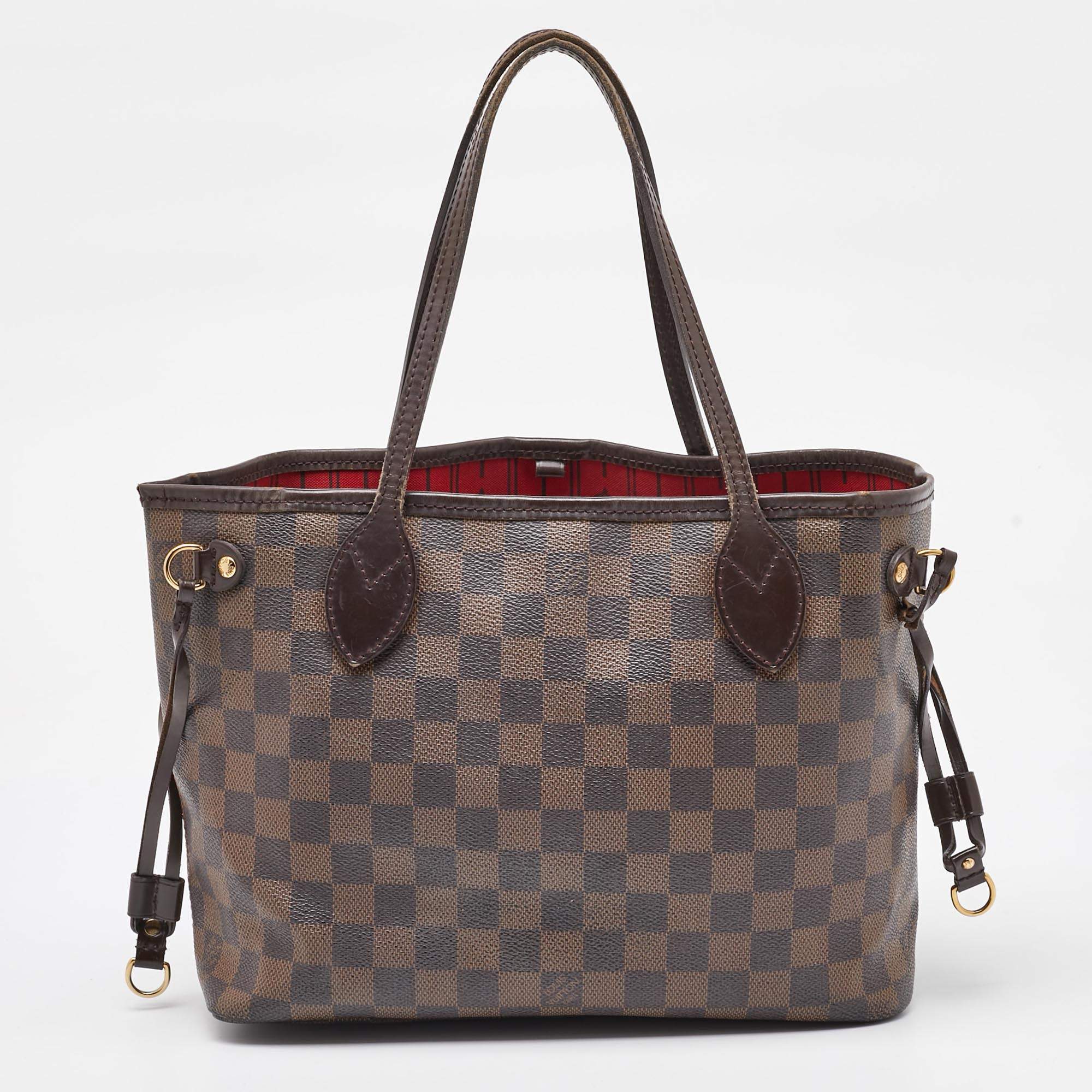 Louis Vuitton Damier Ebene Canvas Neverfull PM Bag