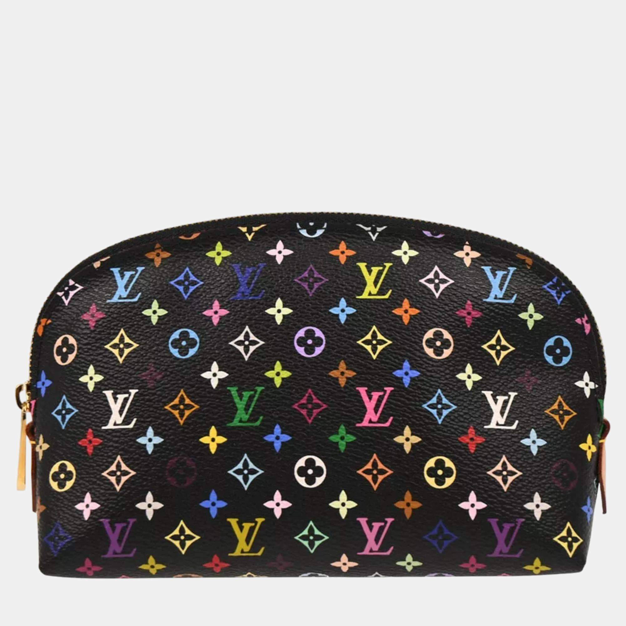 Louis Vuitton Black Monogram Multicolor Pochette Cosmetic Bag