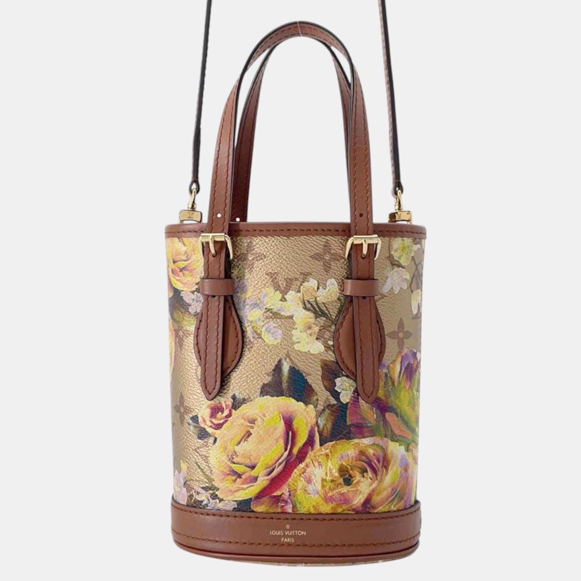 Louis Vuitton Gold Metallic Monogram LV Garden Nano Bucket Bag 