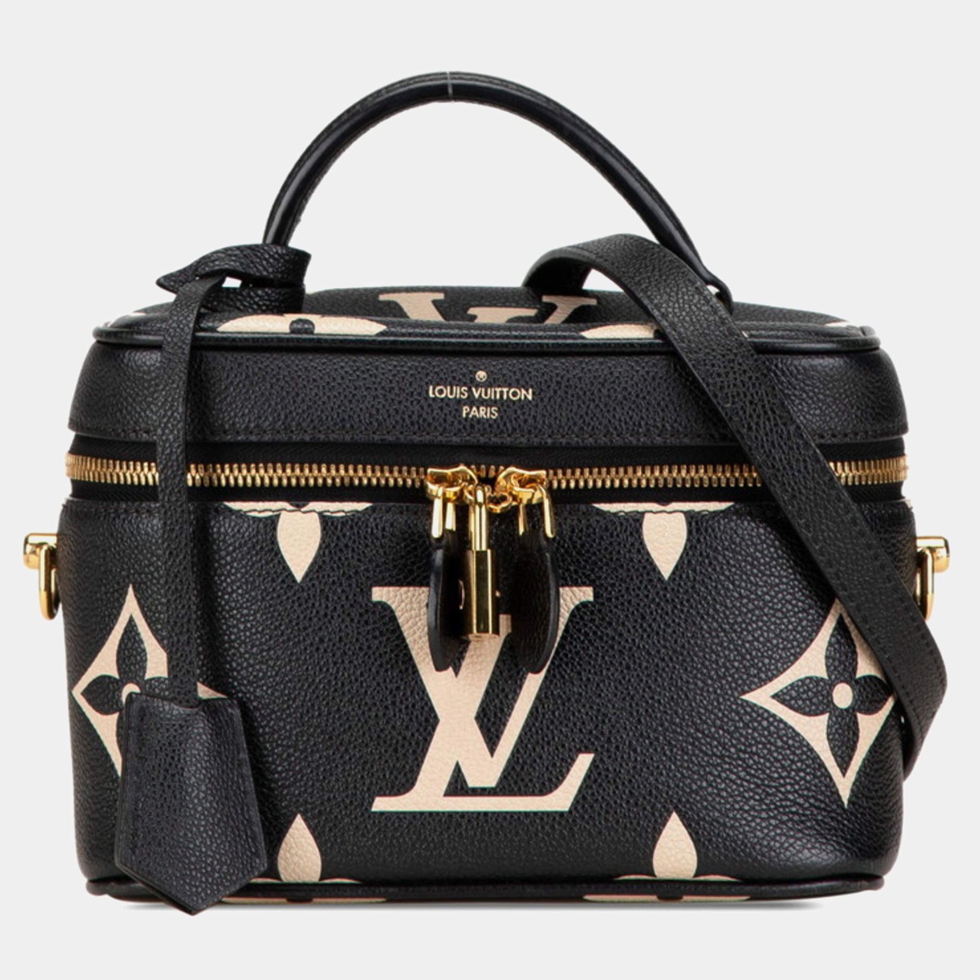 Louis Vuitton Noir Beige Monogram Empreinte Leather Vanity PM Shoulder Bag