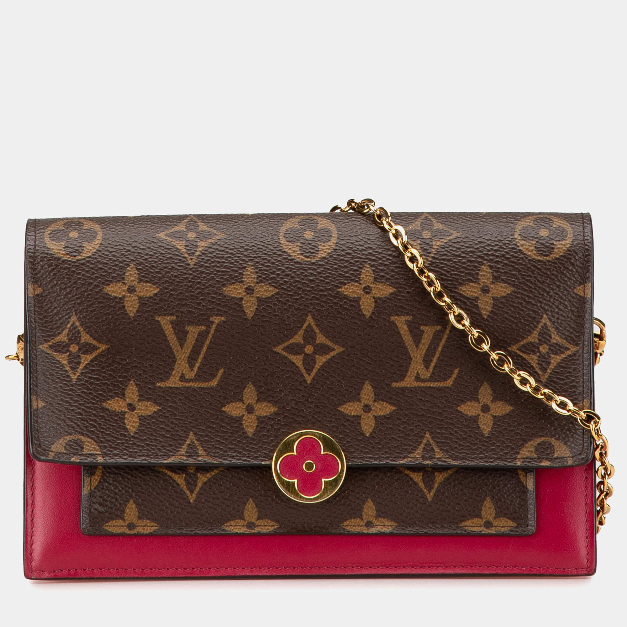 Louis Vuitton Brown Monogram Canvas Flore Wallet Wallet on Chain