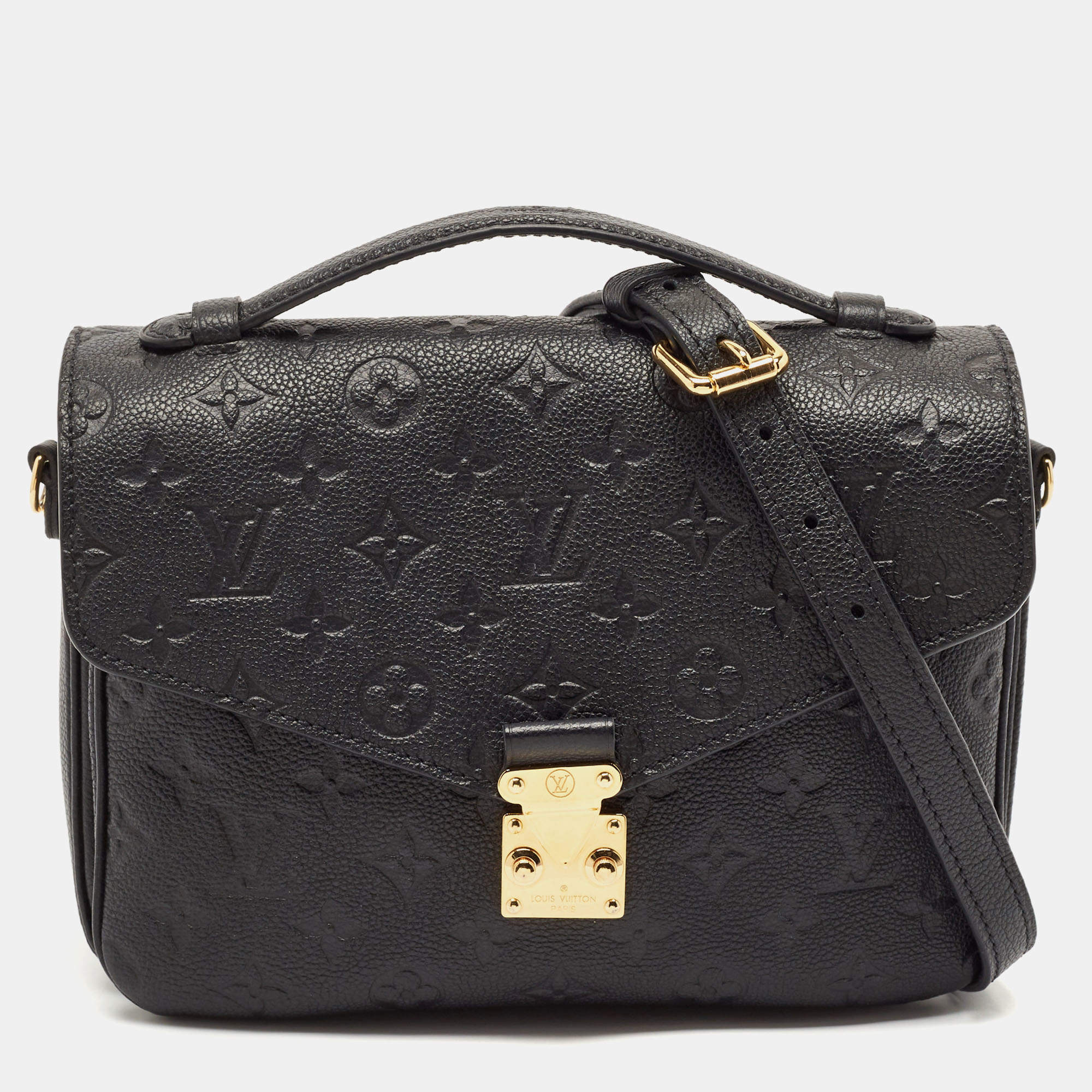 Pre Owned Louis Vuitton Black Monogram Empreinte Pochette Metis Bag