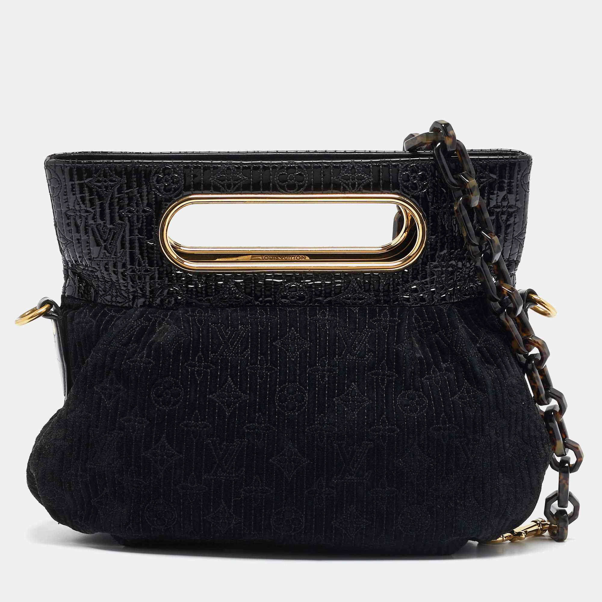 مملوكة مسبقًا Louis Vuitton Black Monogram Suede and Patent Leather Limited Edition Motard Afterdark Bag