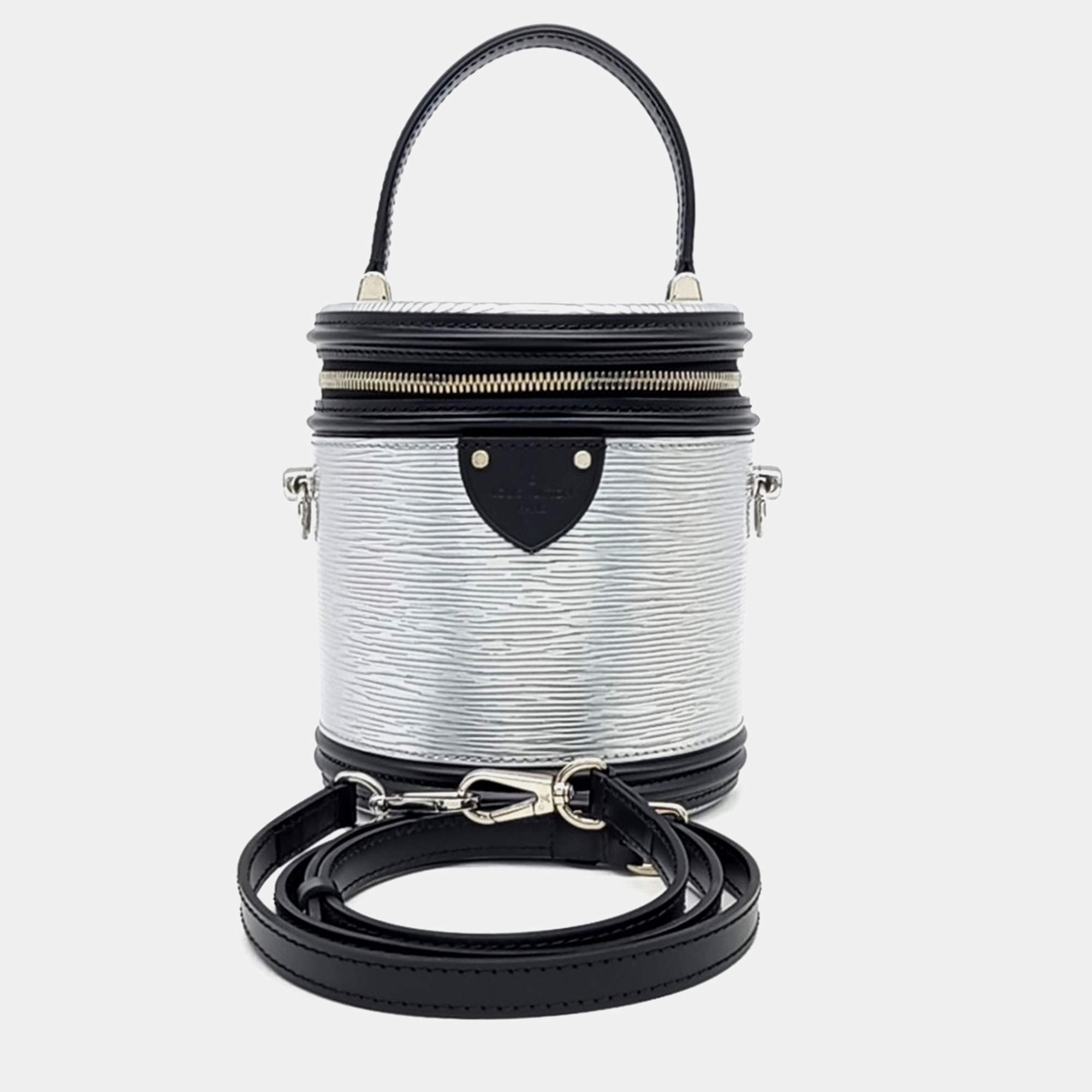 Pre Owned Louis Vuitton Black Silver Leather Epi Cannes bag