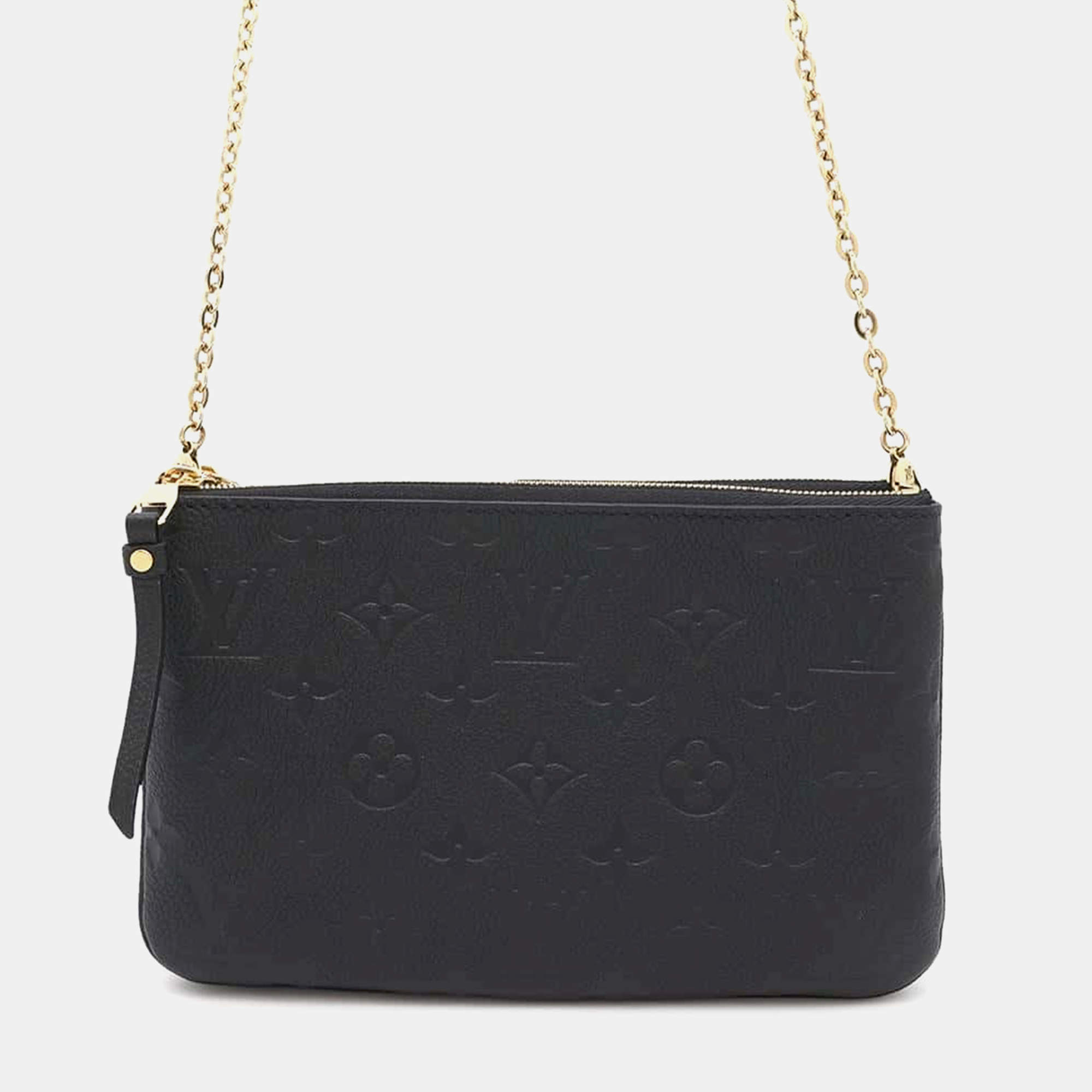 Louis Vuitton Noir Monogram Empreinte Leather Pochette Double Zip Shoulder Bag