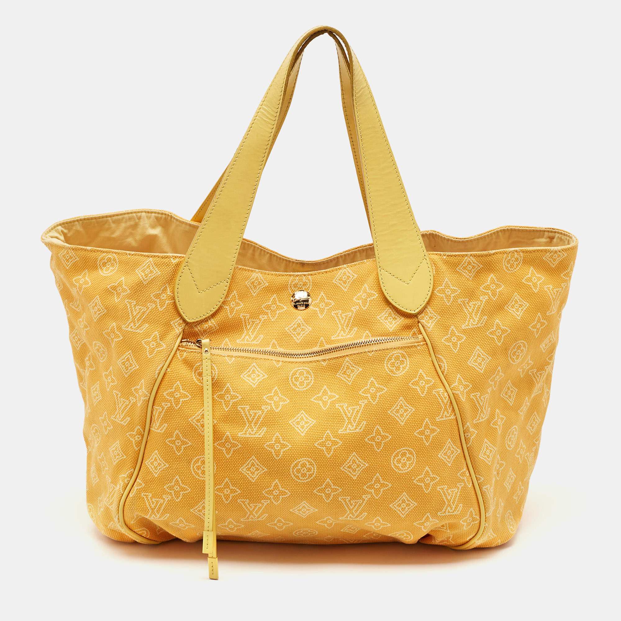 Pre Owned Louis Vuitton Yellow Canvas Cabas Ipanema GM Bag