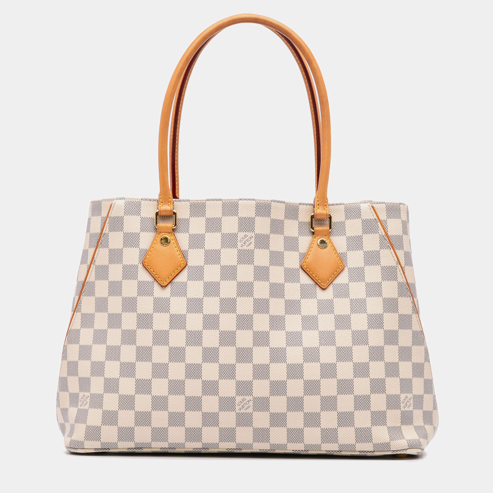 Louis Vuitton White Leather Damier Azur Calvi Tote Bag