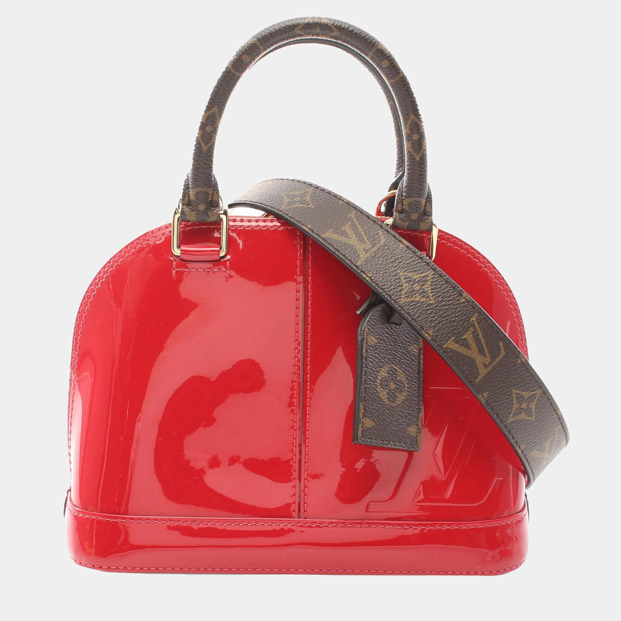 Louis Vuitton Red Leather Vernis Miroir Alma BB Handbag