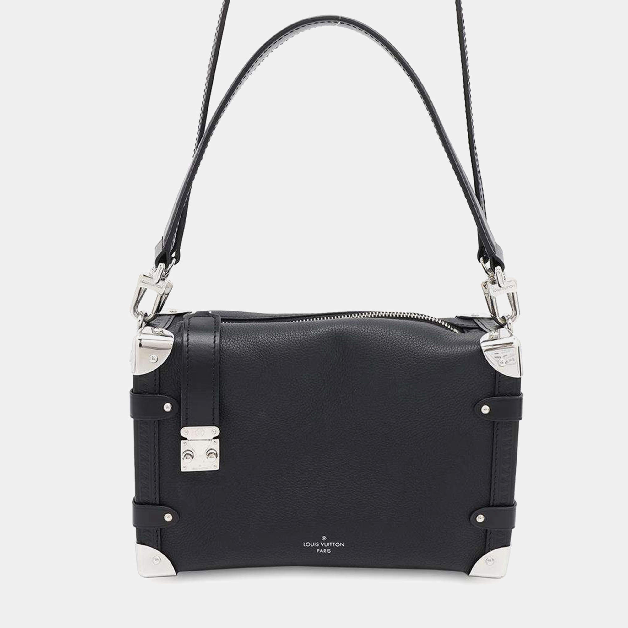 Louis Vuitton Noir Grained Calf Leather MM Side Trunk 