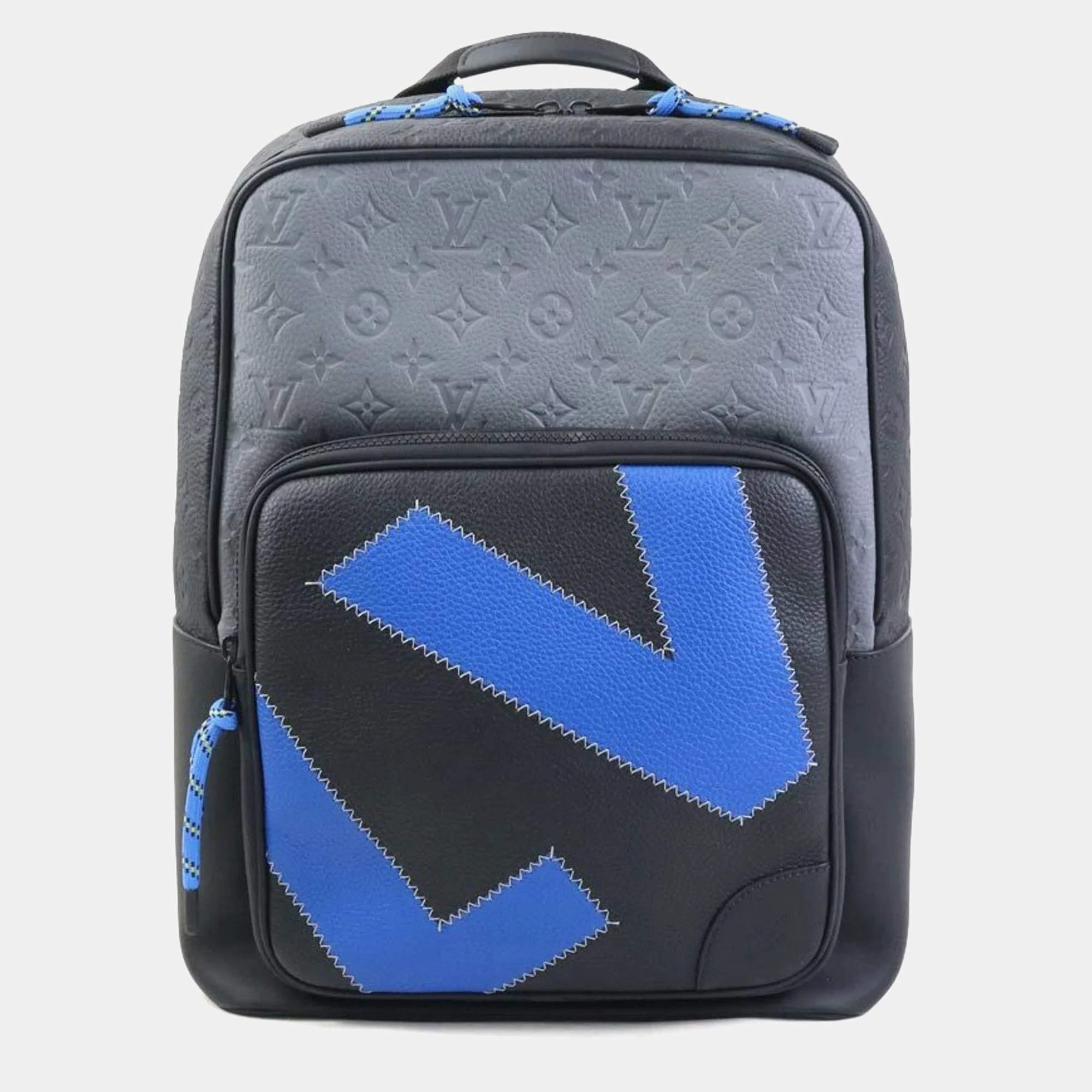 Louis Vuitton Black and Blue Taurillon Leather Backpack 
