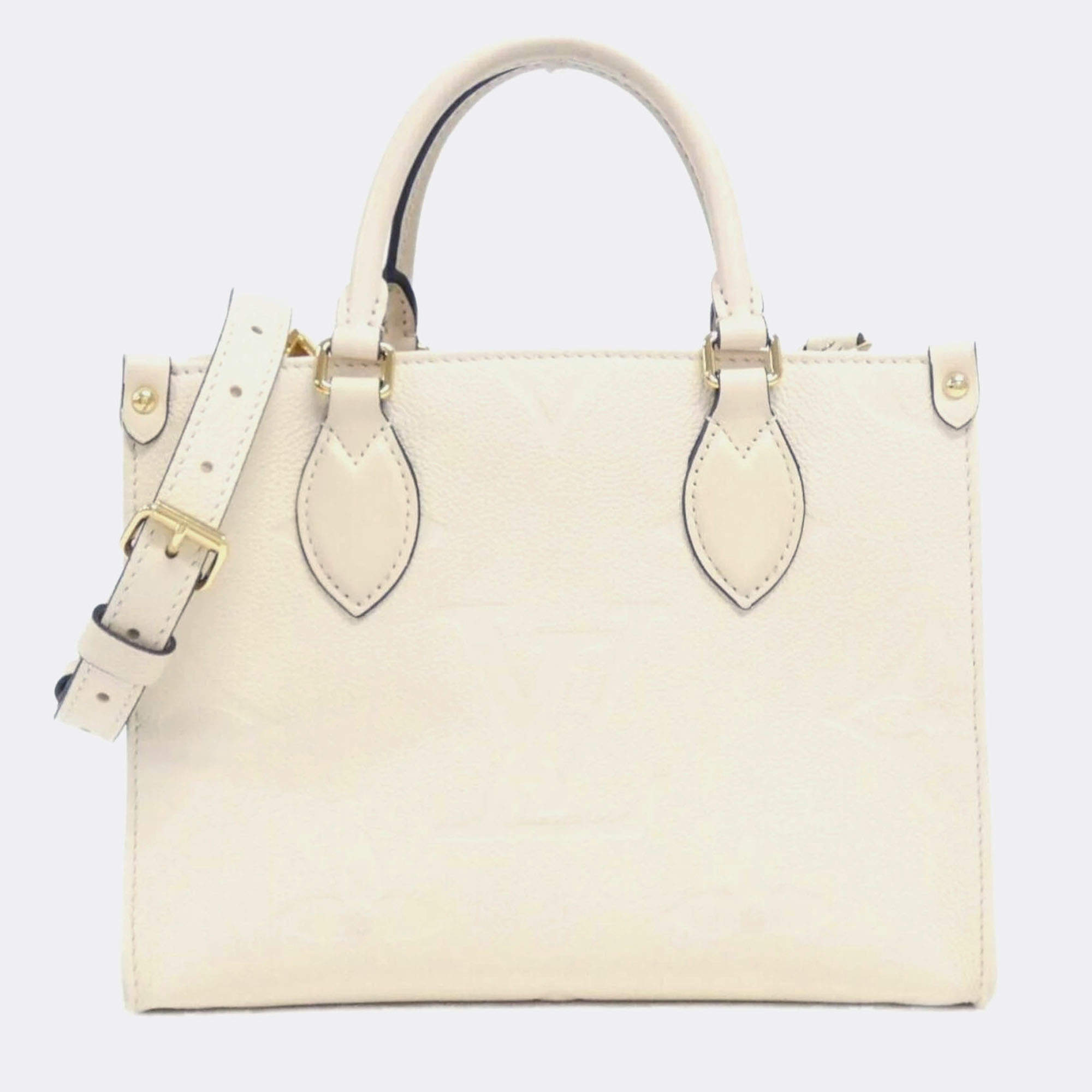 Louis Vuitton Cream Monogram Empreinte OnTheGo PM Tote Bag
