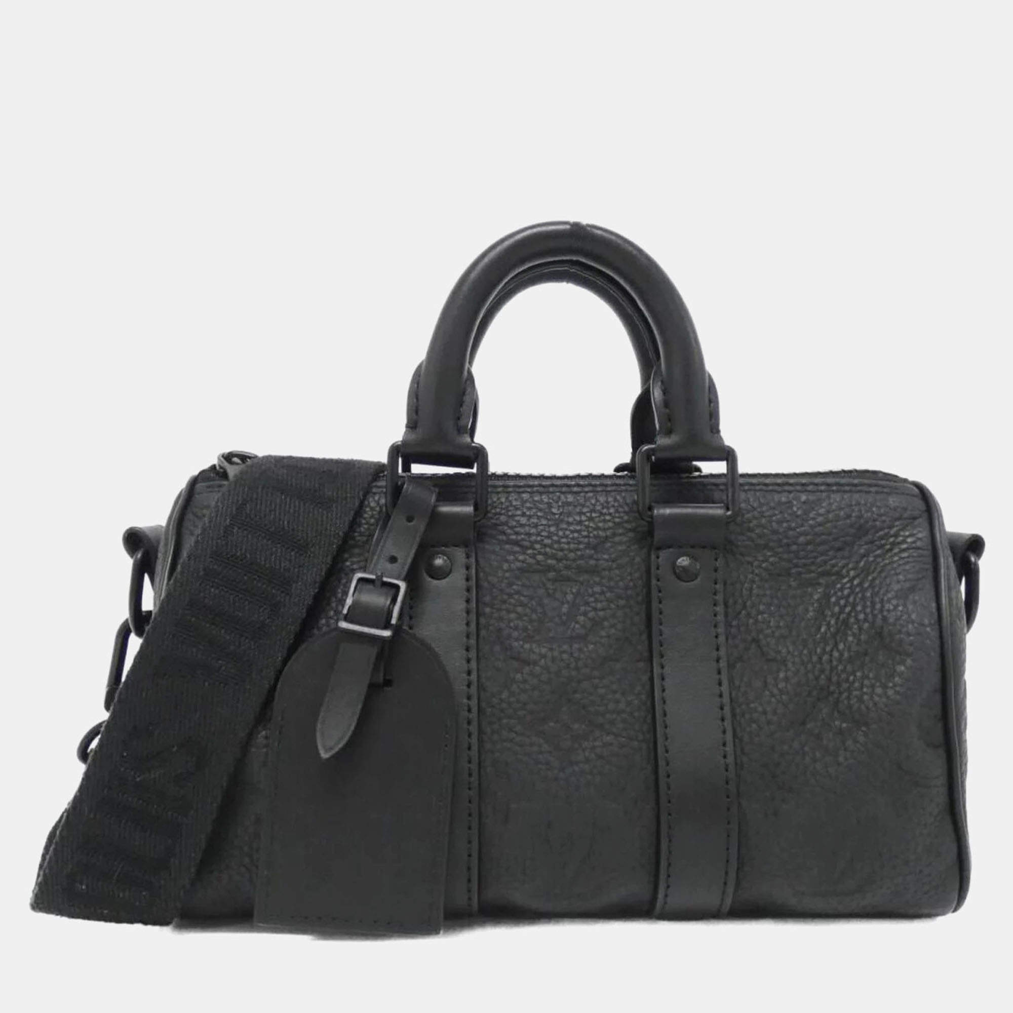 Louis Vuitton Black Taurillon Monogram Keepall Bandouliere 25 Duffle Bag