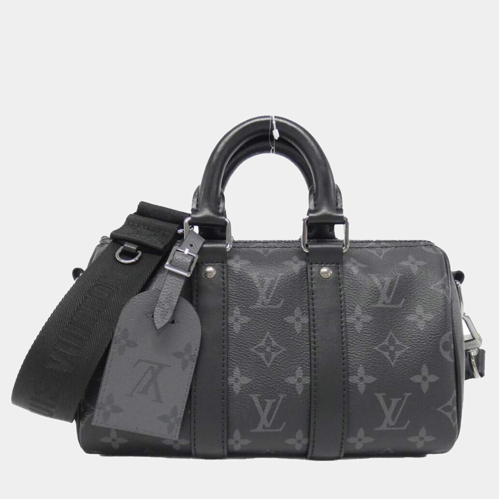 Louis Vuitton Monogram Eclipse Reverse Keepall Bandouliere 25 Boston Bag