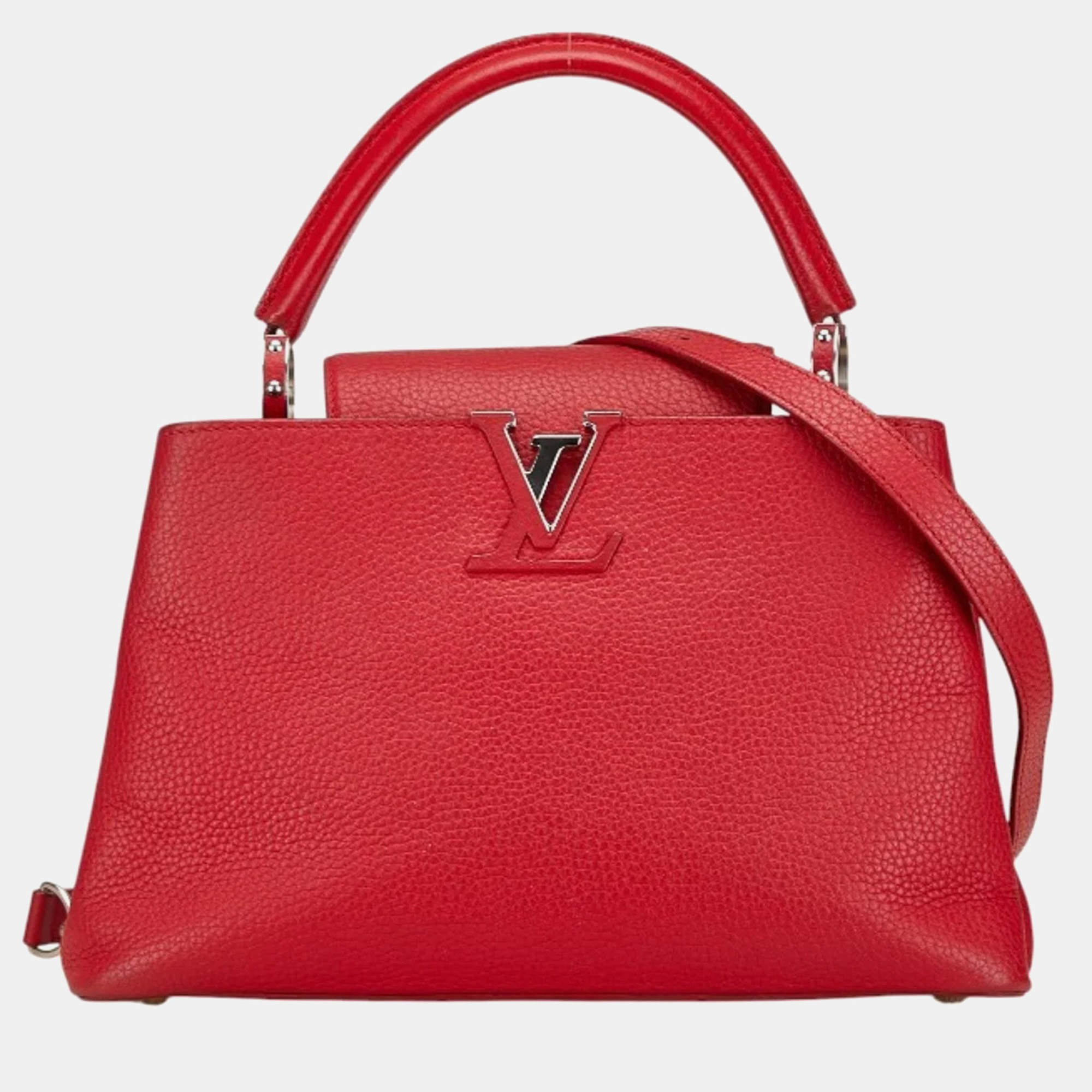 Louis Vuitton Scarlet Red Leather Capucines MM Shoulder Bag