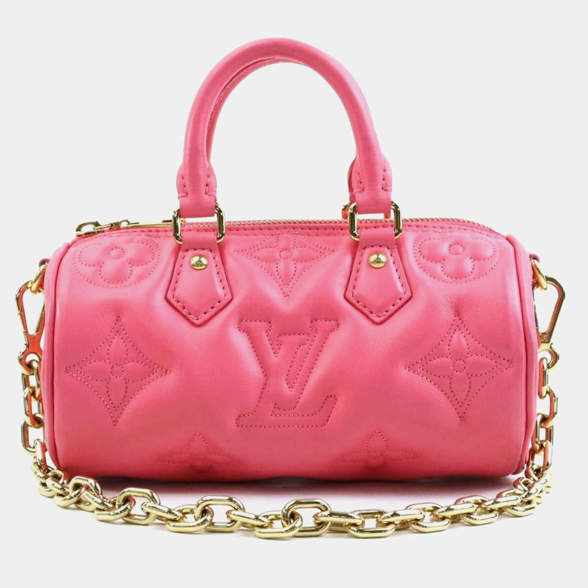 Louis Vuitton Pink Gold Leather Bubblegram Papillon BB Shoulder Bag