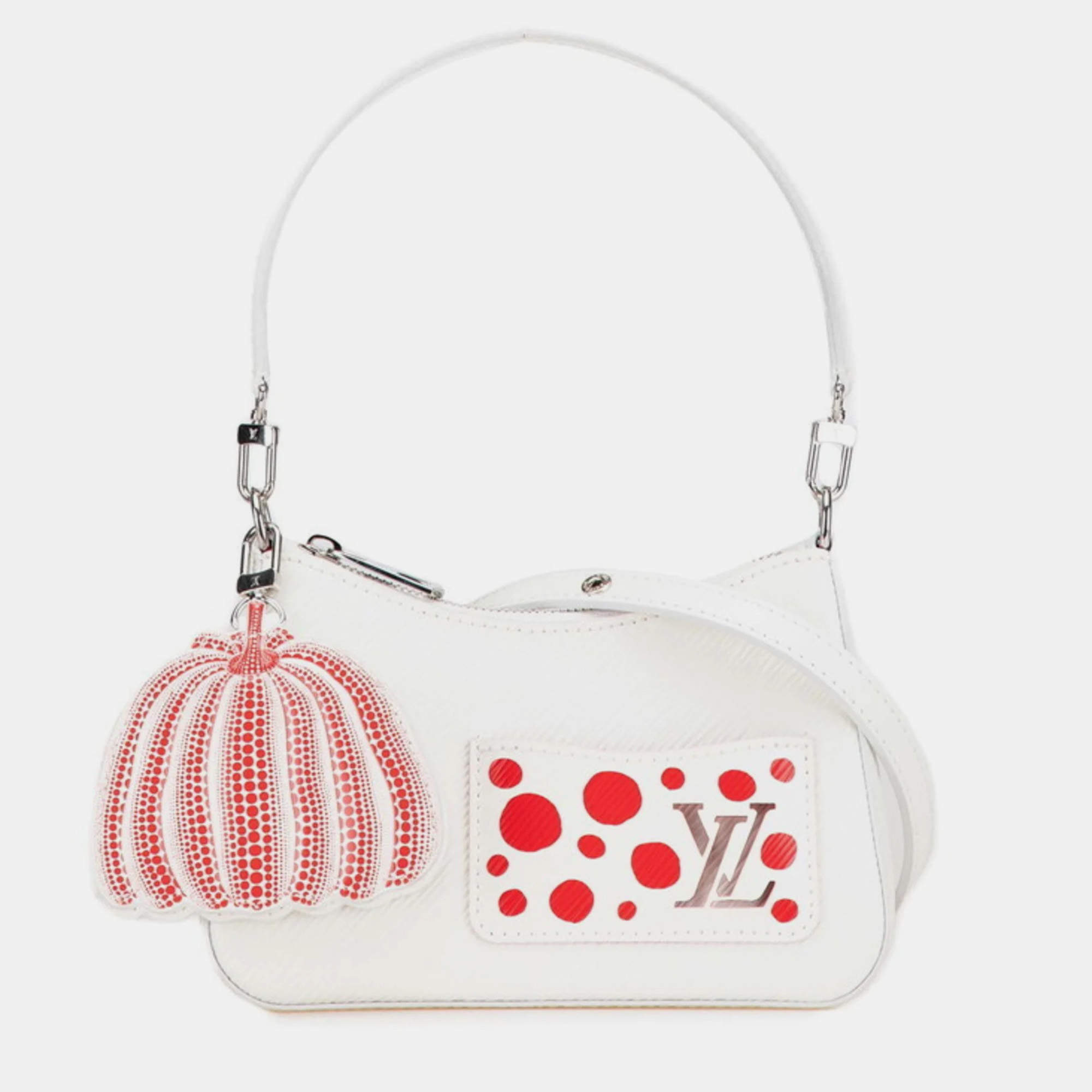 Louis Vuitton White Red Leather Yayoi Kusama Epi Marellini Shoulder Bag