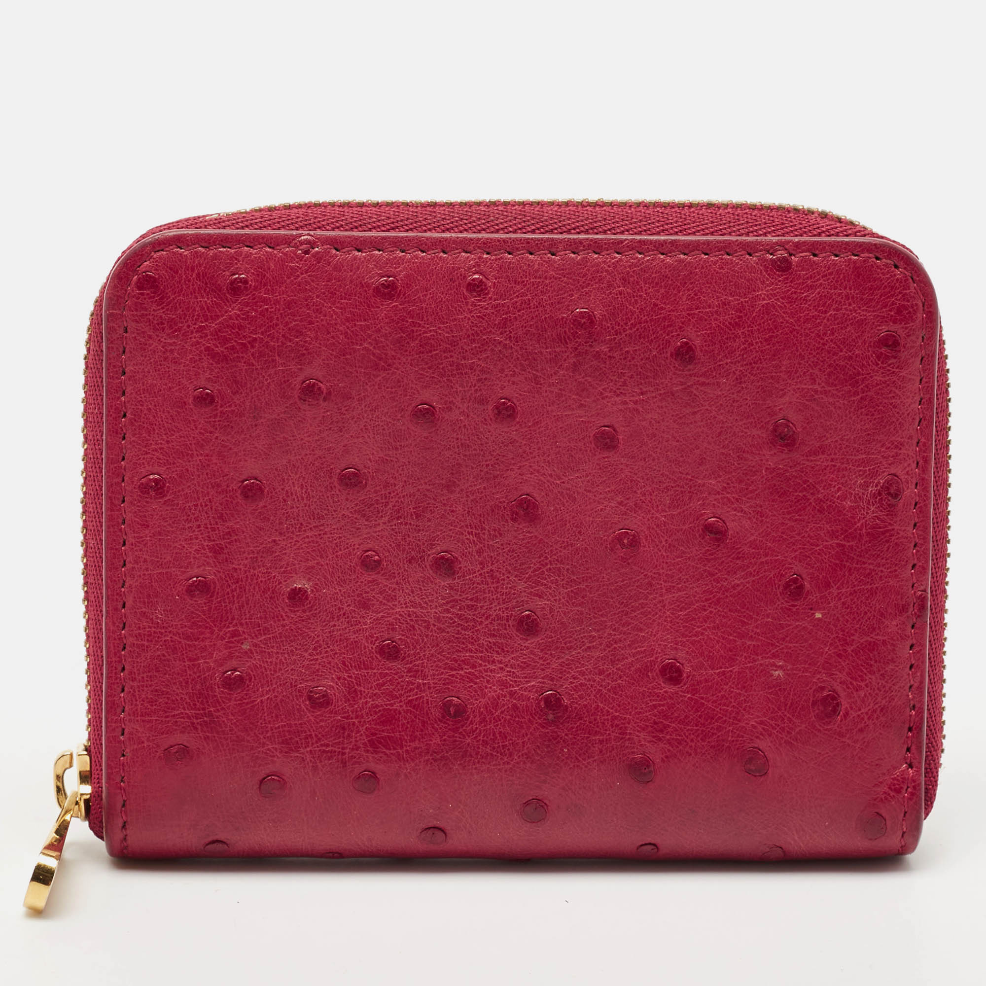 Louis Vuitton Magenta Ostrich Zippy Coin Purse