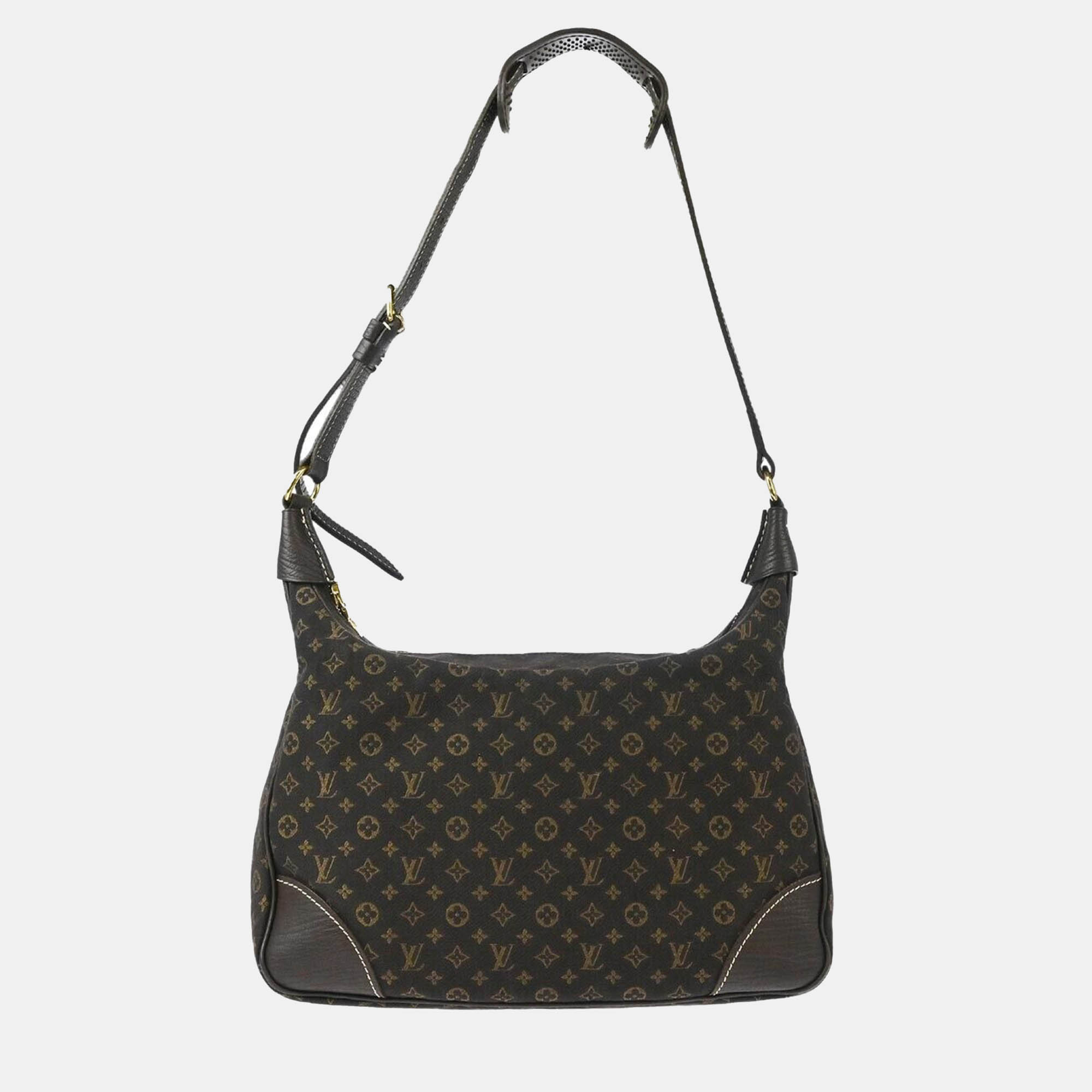Pre Owned Louis Vuitton Brown Monogram Mini Lin Canvas Boulogne Shoulder Bag