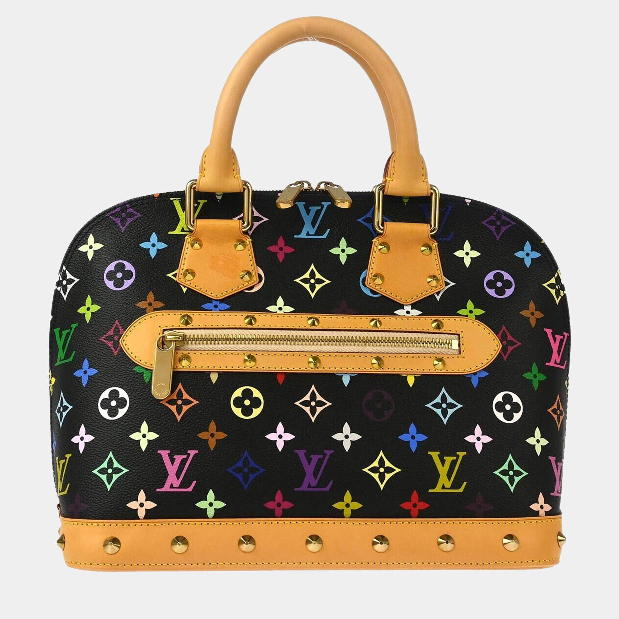 Pre Owned Louis Vuitton Black Monogram Multicolor Canvas Alma Handbag
